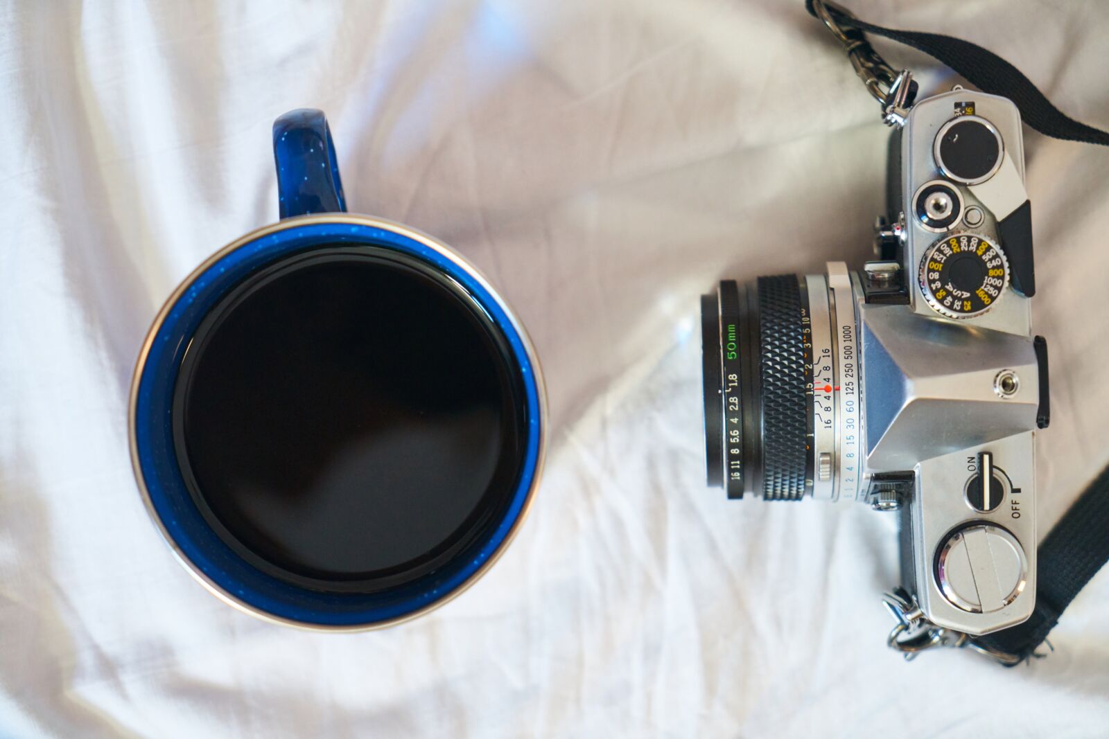 Sony a7R II sample photo. Cup, blue, coffee photography