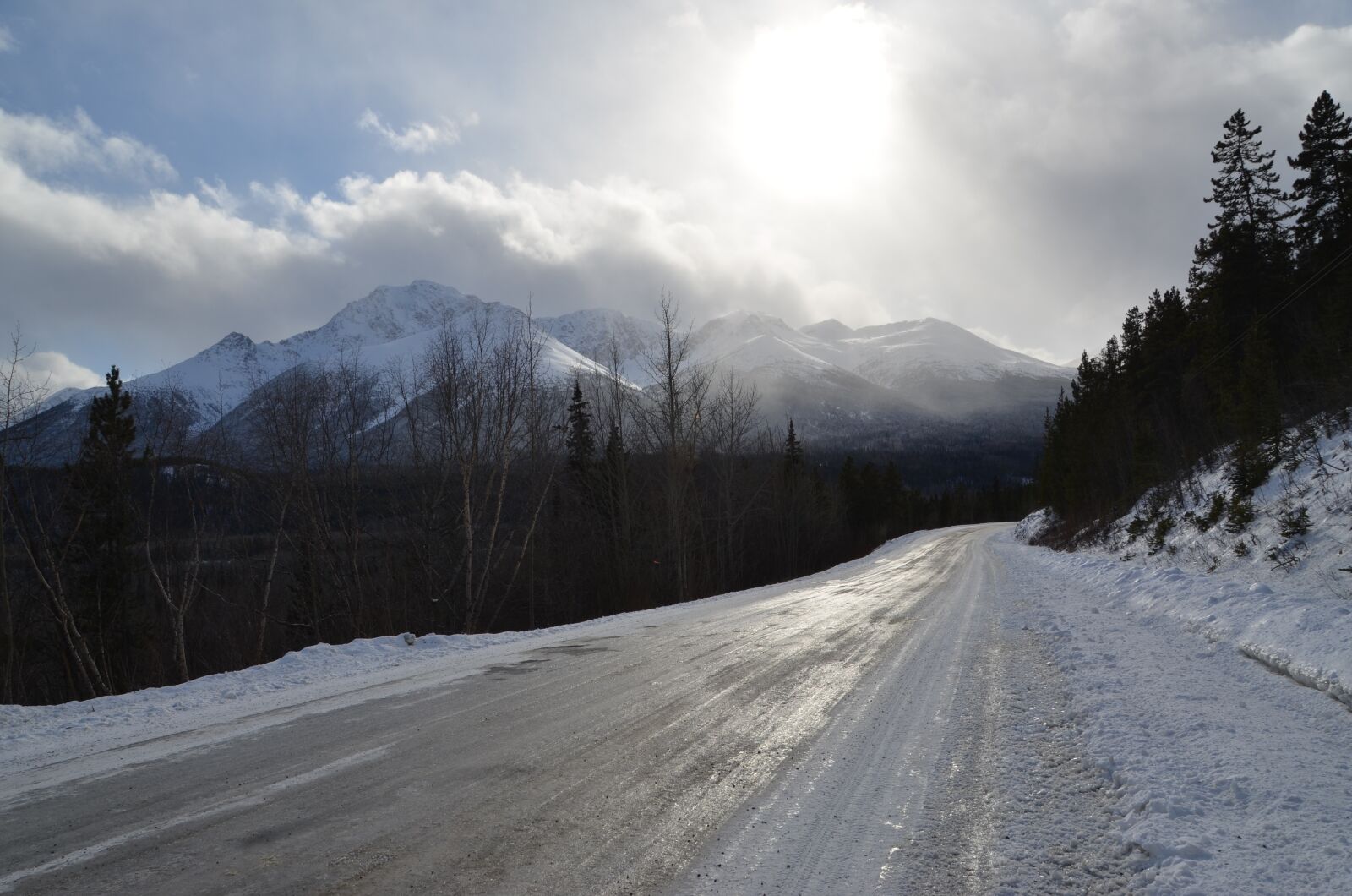 Nikon D7000 sample photo. Icy road, mountain, sun photography