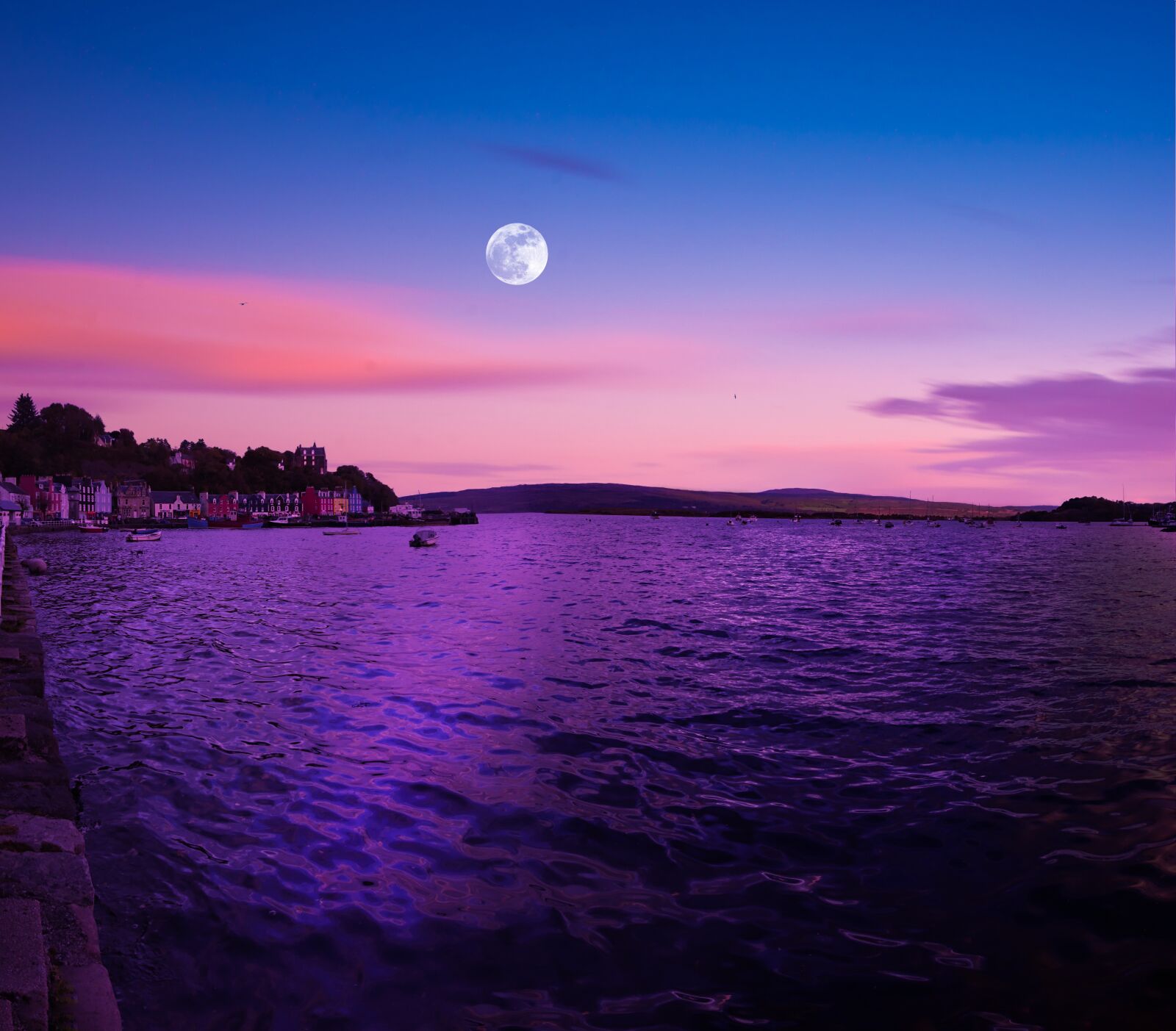 Sony Xperia X sample photo. Full moon, scotland, tobermory photography