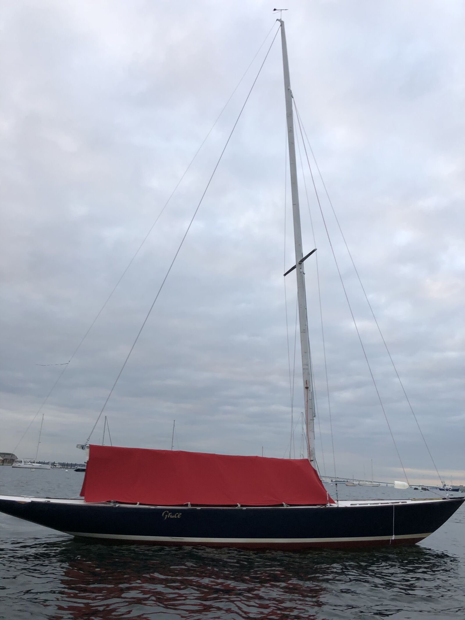 iPhone X back dual camera 4mm f/1.8 sample photo. Yacht sailboat, mooring, harbor photography