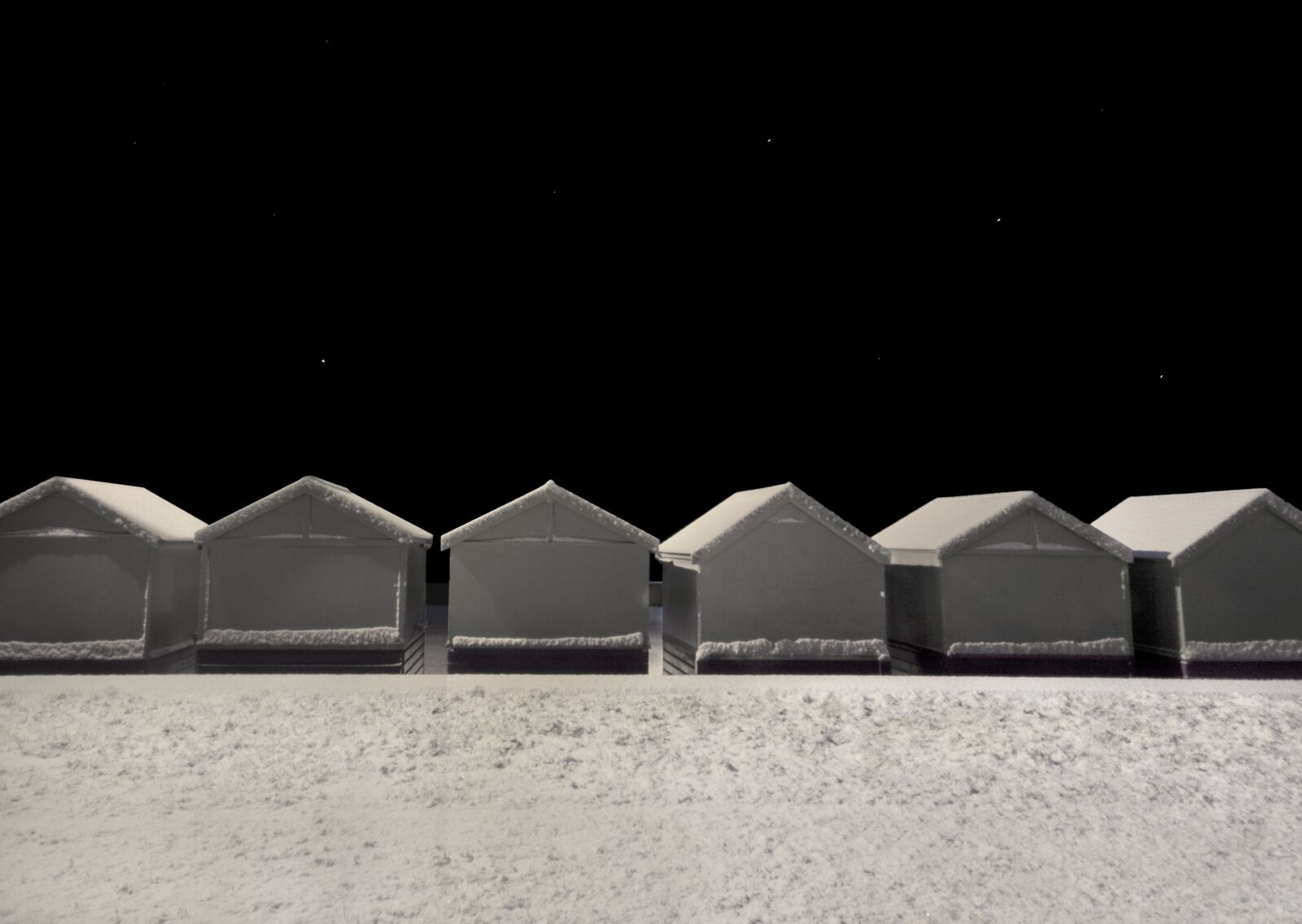 Nikon D70 sample photo. Beach huts at night photography
