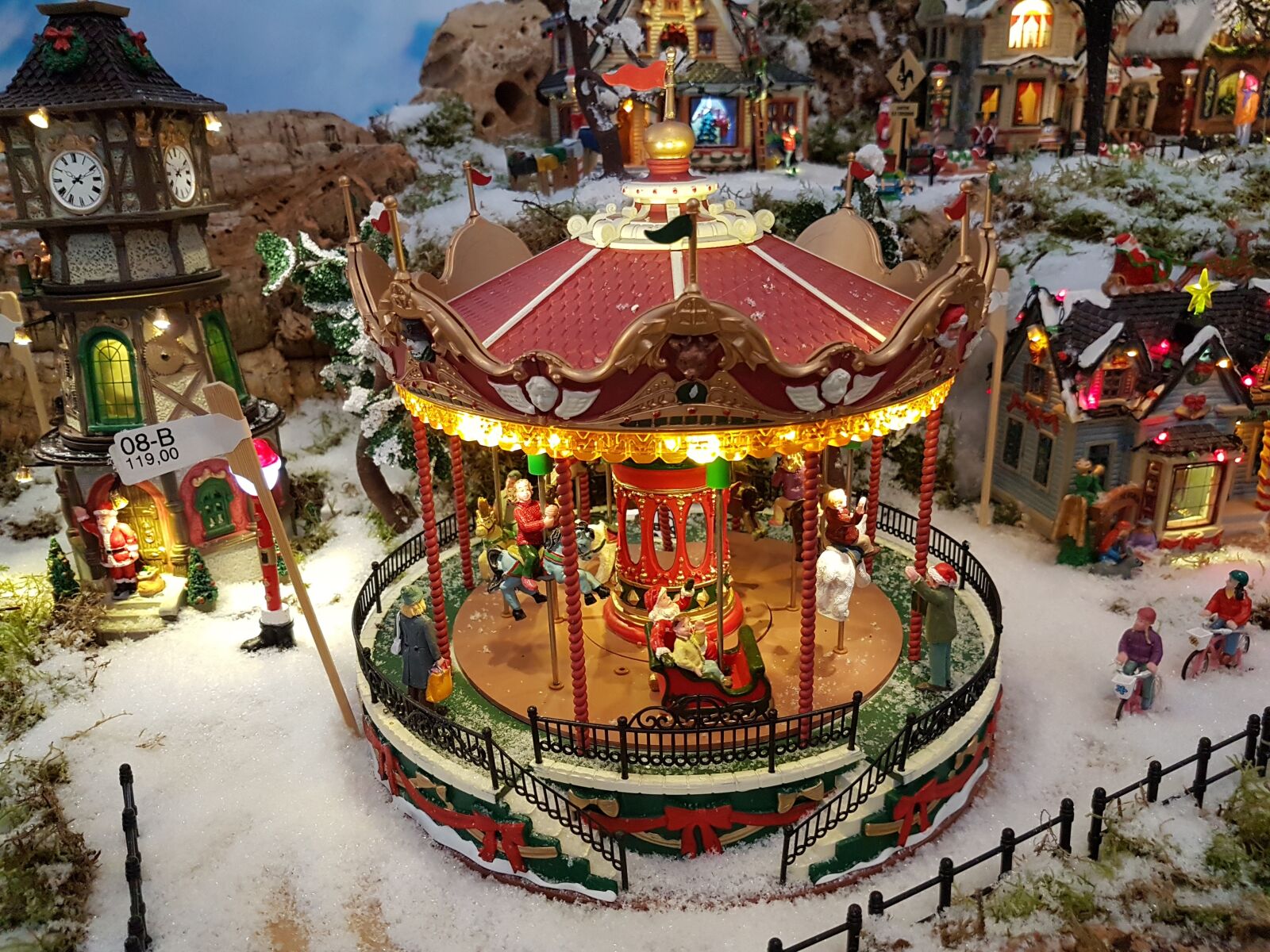 Samsung Galaxy S7 sample photo. Kerstdorpje, snow, carousel photography