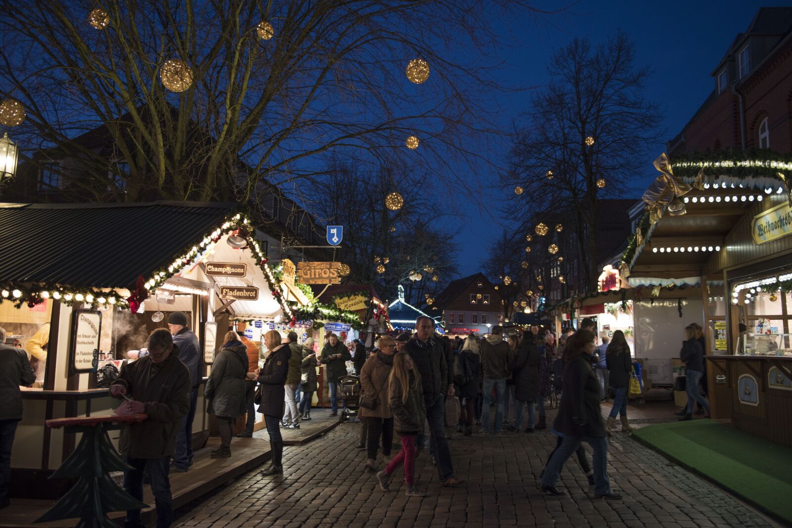 Nikon D810 sample photo. Stade, christmas market, evening photography