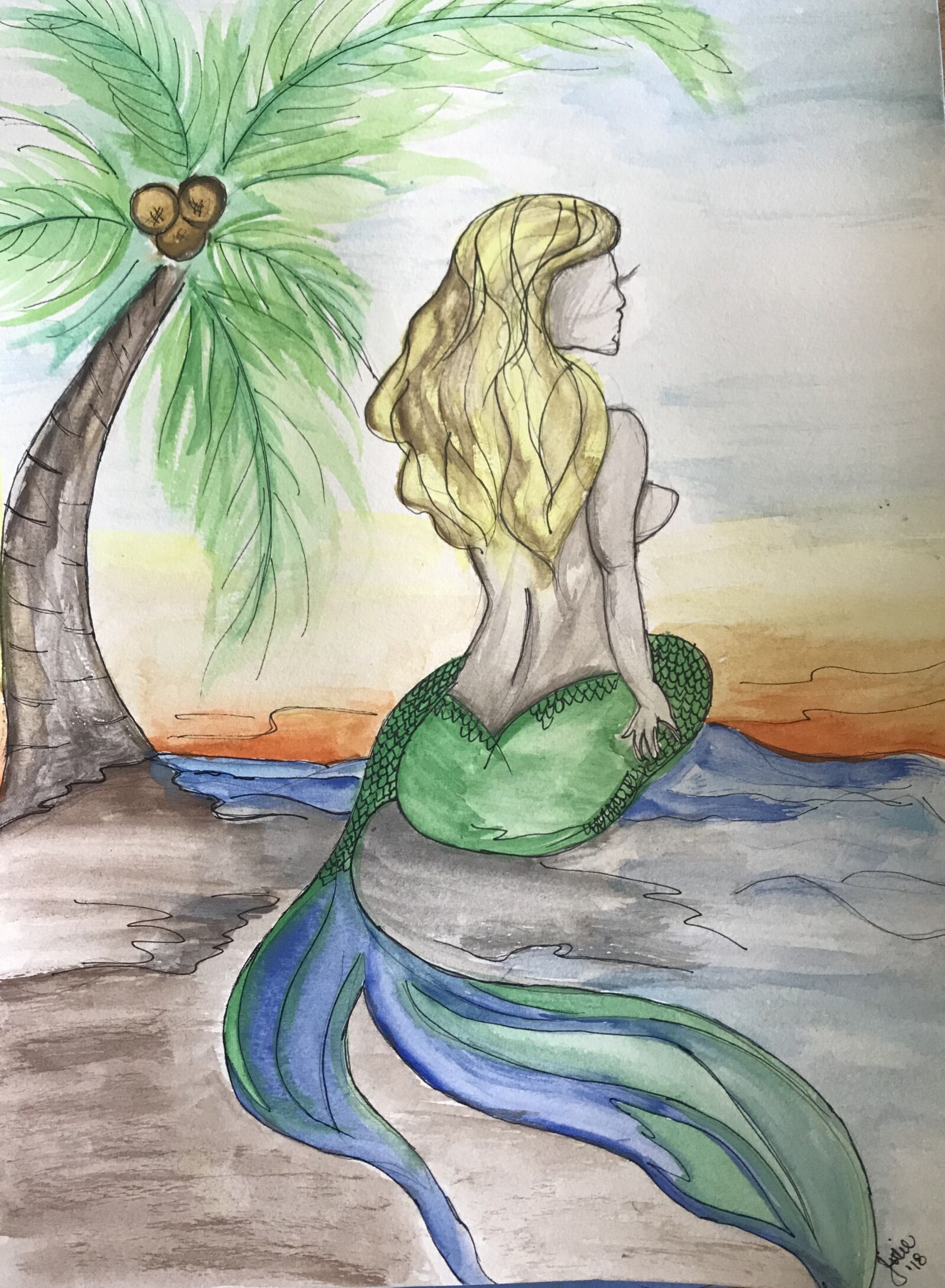 Apple iPhone 7 Plus sample photo. Mermaid, watercolor, blonde photography