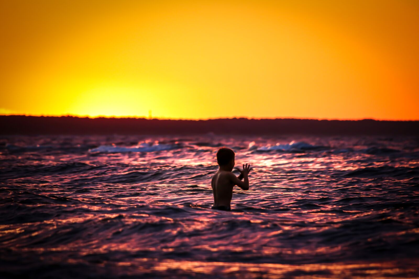Canon EOS 80D sample photo. Swim, sunset, boy photography