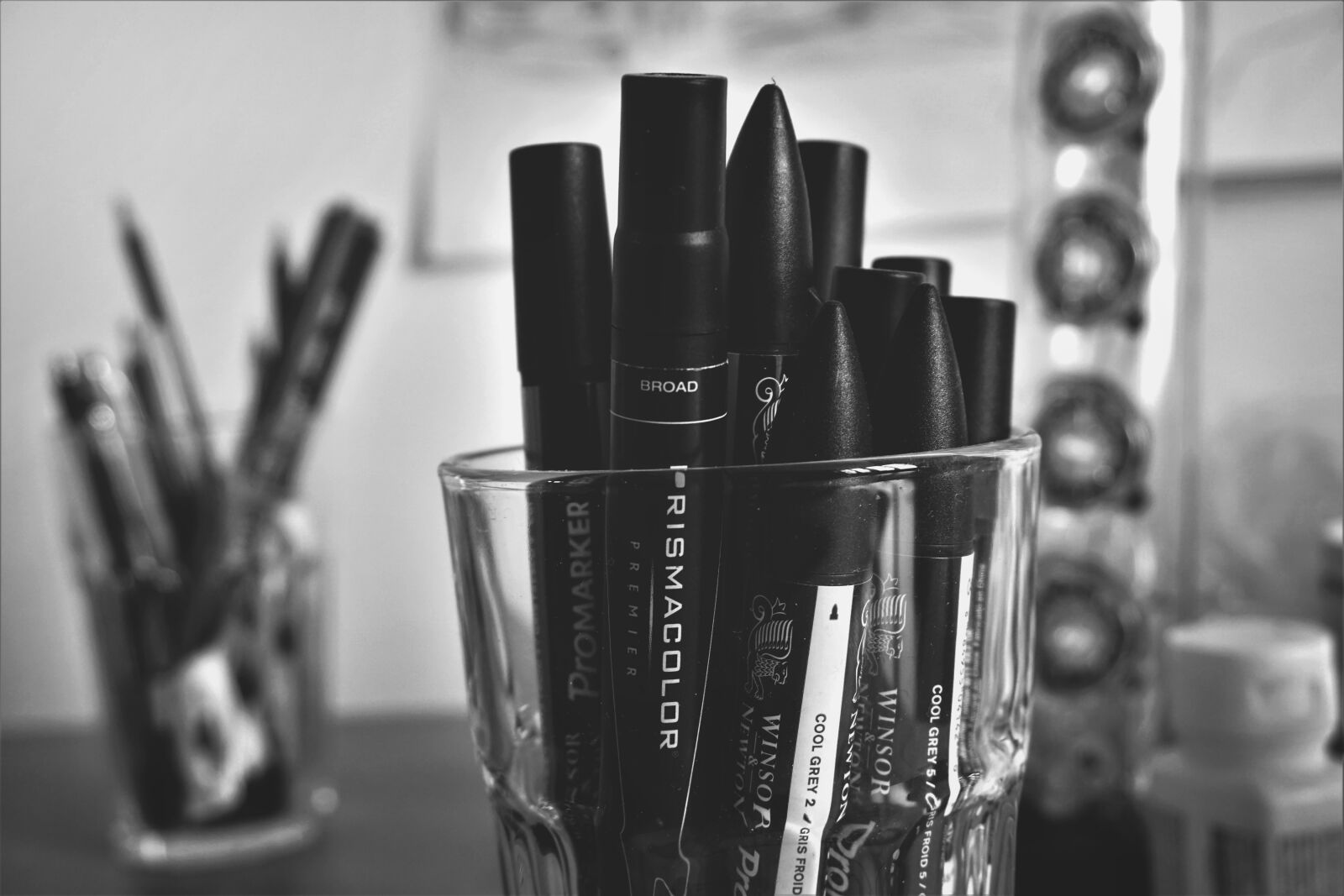 Sony a6000 sample photo. Black and white, glass photography