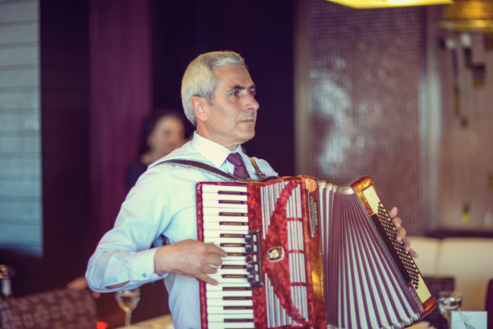 Canon EOS 6D + Canon EF 85mm F1.2L II USM sample photo. People, accordionist, accordion photography
