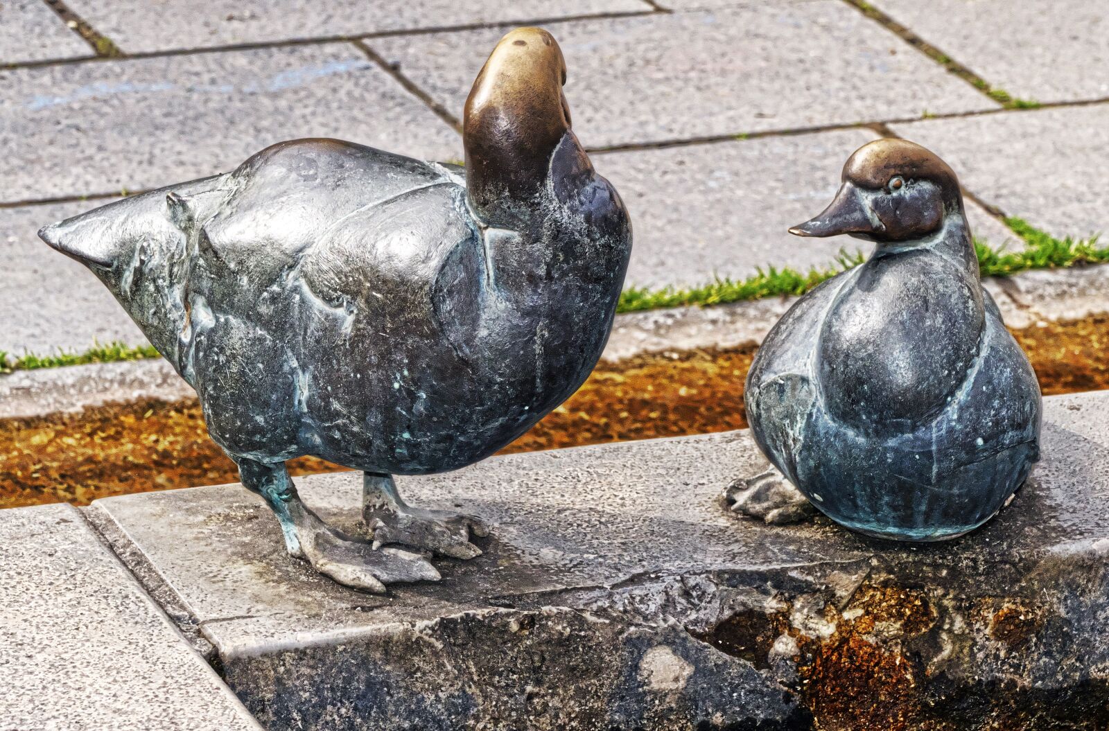Panasonic Lumix DMC-FZ1000 sample photo. Ducks, bronze statue, manneken photography