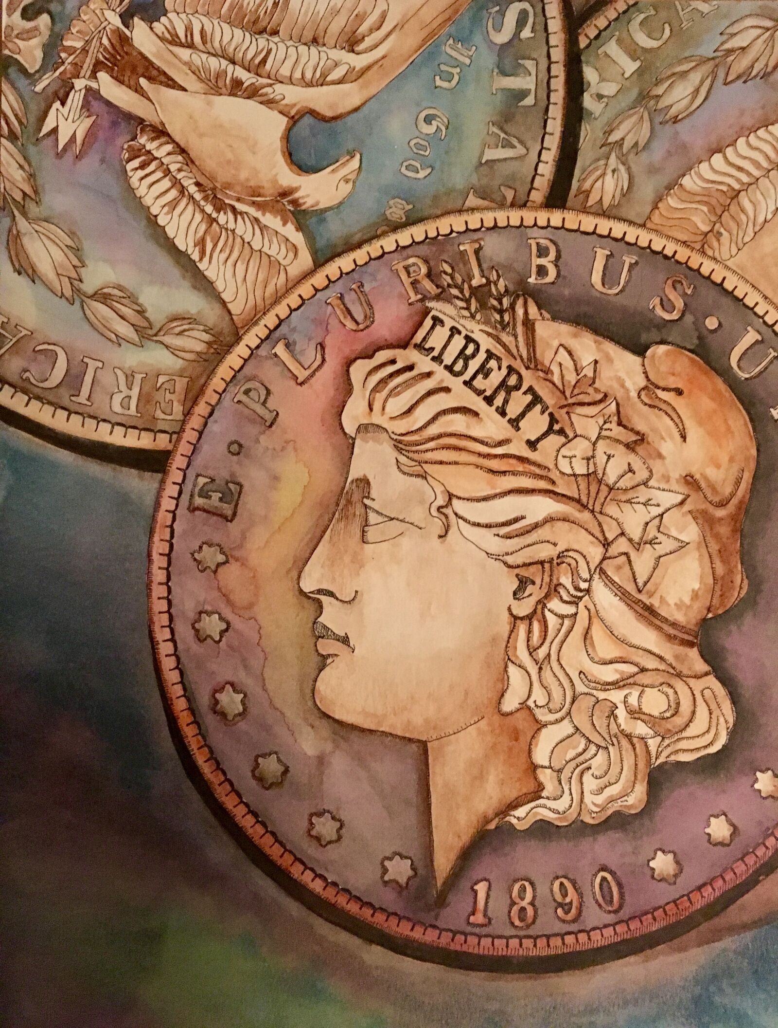 iPhone SE back camera 4.15mm f/2.2 sample photo. Silver, coins, morgan dollar photography