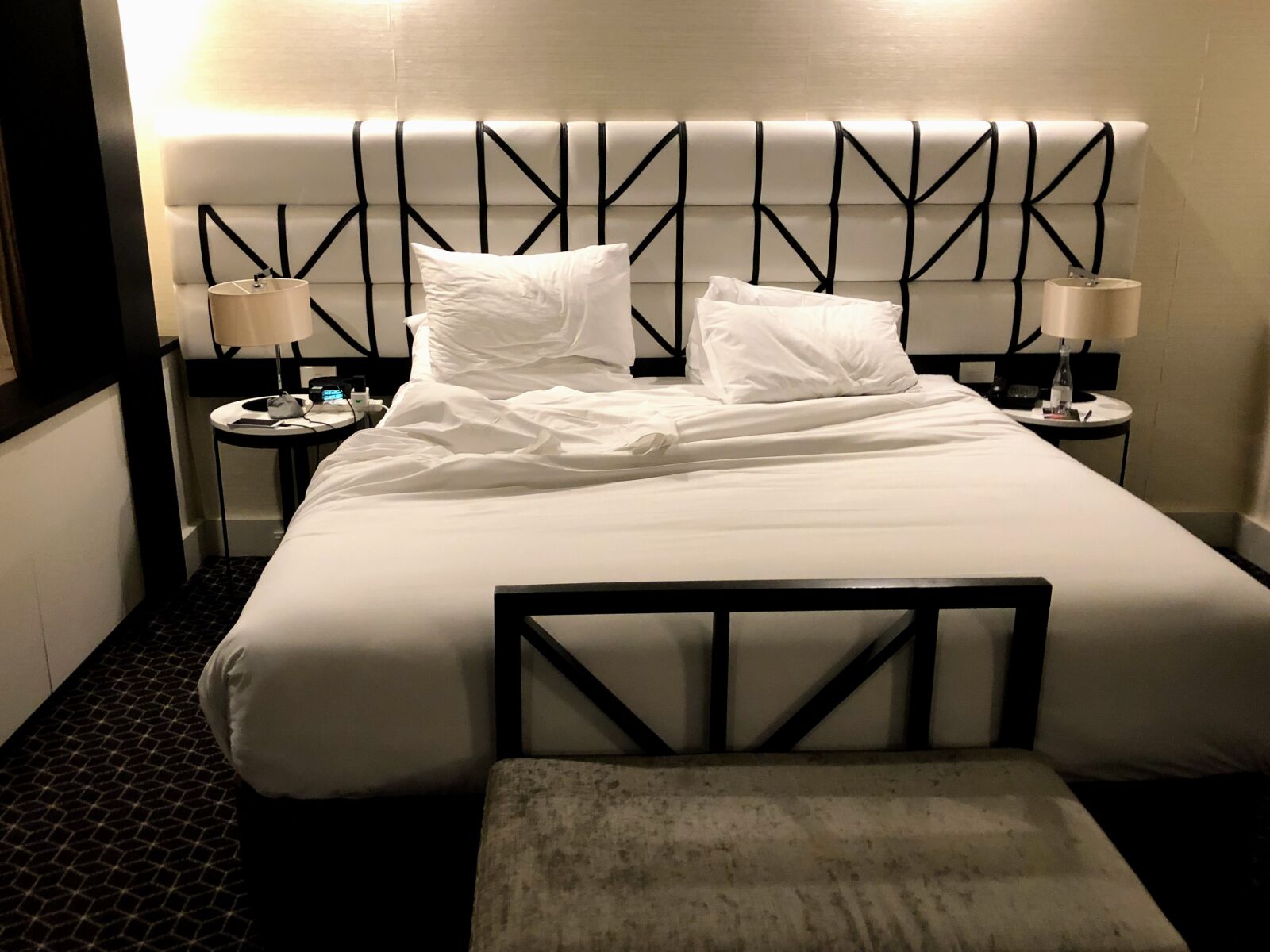 iPhone 8 Plus back dual camera 3.99mm f/1.8 sample photo. Bed, room, hotel photography