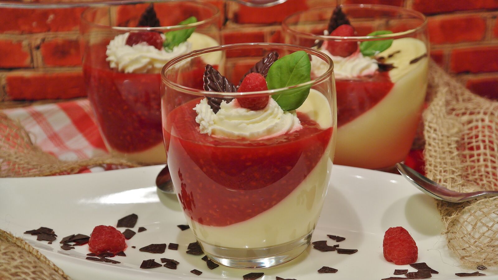 Samsung NX20 sample photo. Pudding, vanilla pudding, raspberries photography