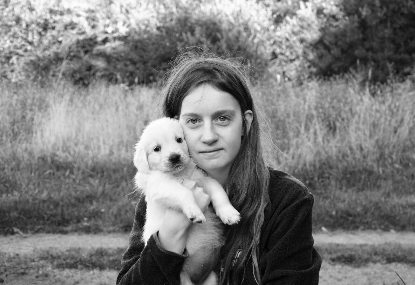 Nikon D5200 sample photo. Hug, puppy, girl photography