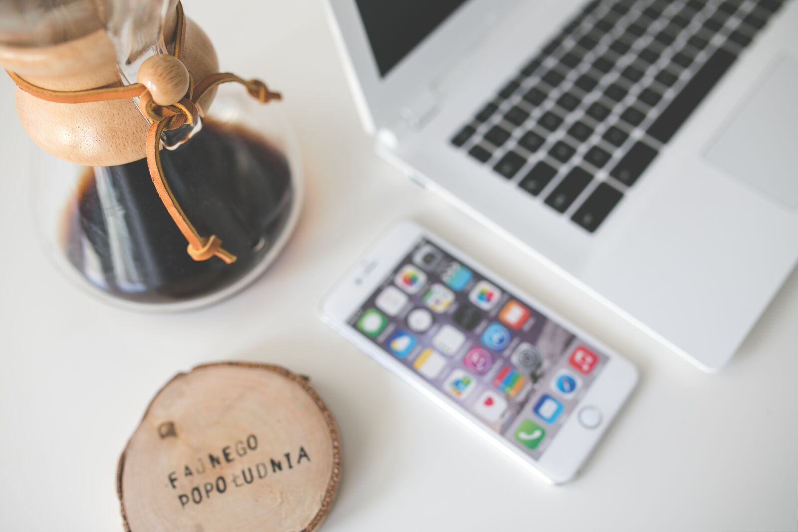 Canon EOS 6D + Sigma 35mm F1.4 DG HSM Art sample photo. Desk, coffee, chemex, phone photography