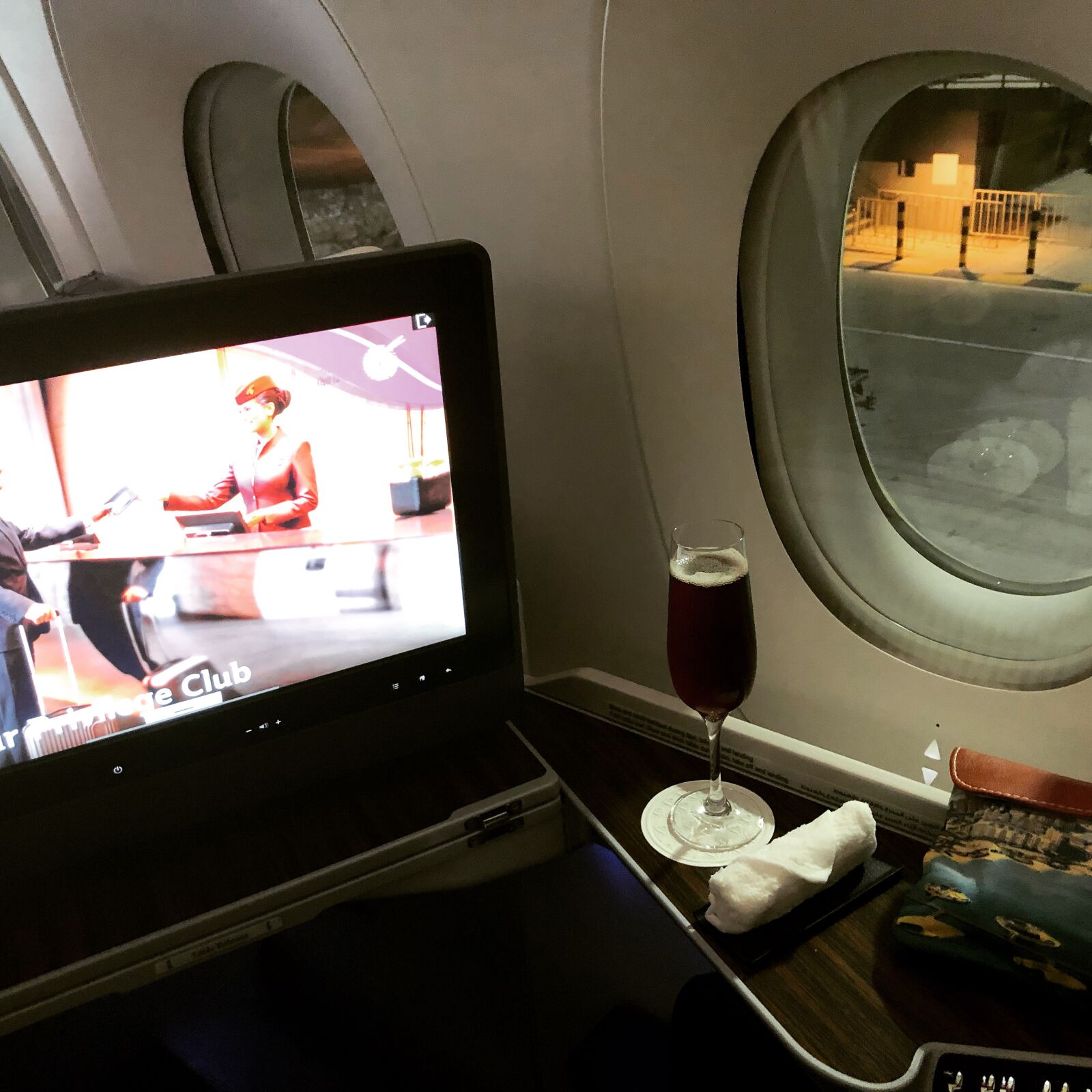 iPhone 8 Plus back dual camera 3.99mm f/1.8 sample photo. Qatar airways, business class photography