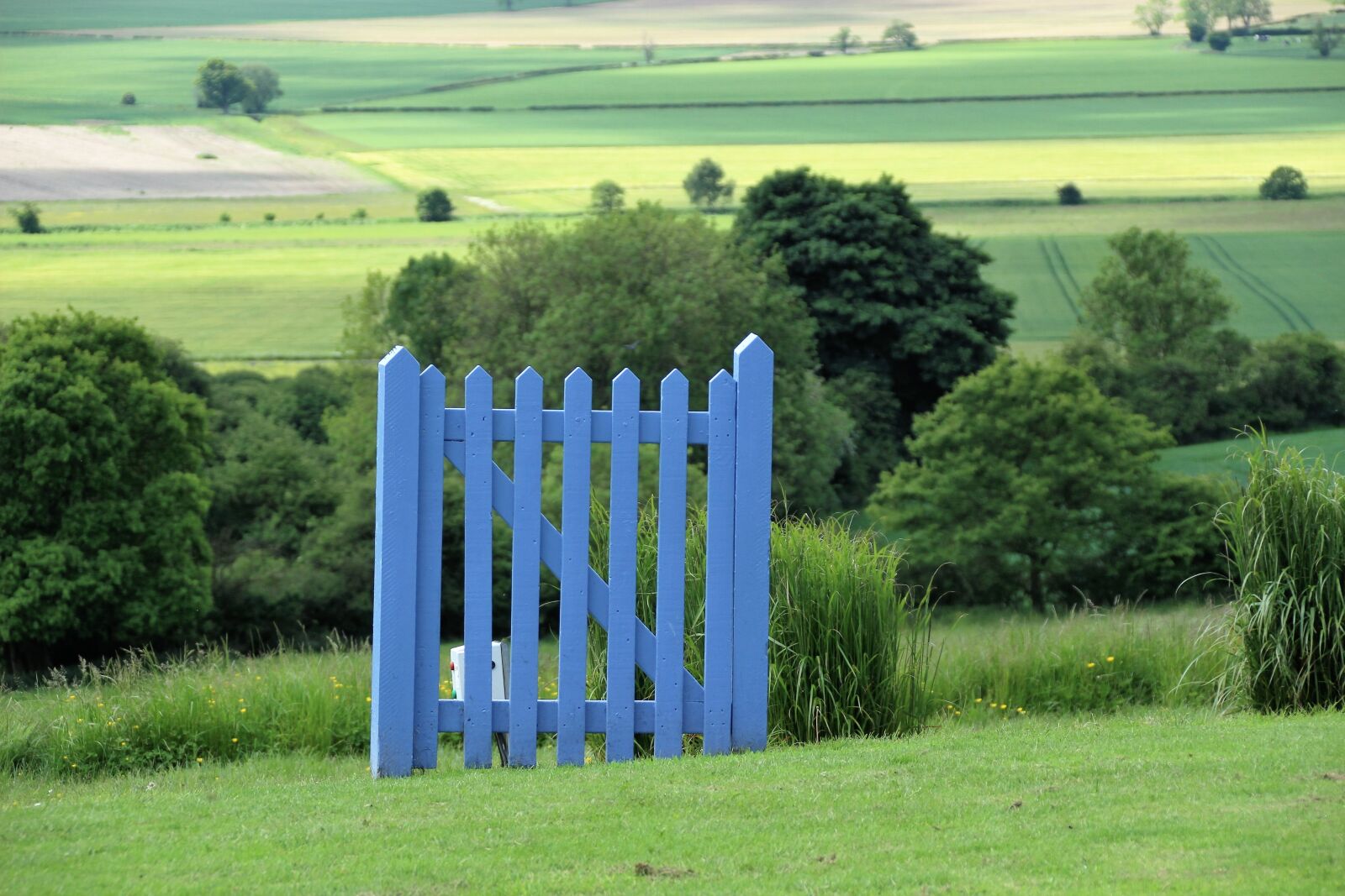 Canon EOS 100D (EOS Rebel SL1 / EOS Kiss X7) sample photo. Blue gate, english countryside photography