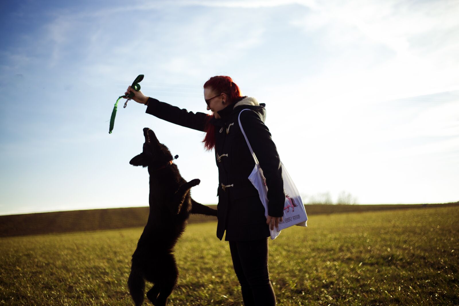 Canon EF 50mm F1.8 II sample photo. Girl, dog, run photography