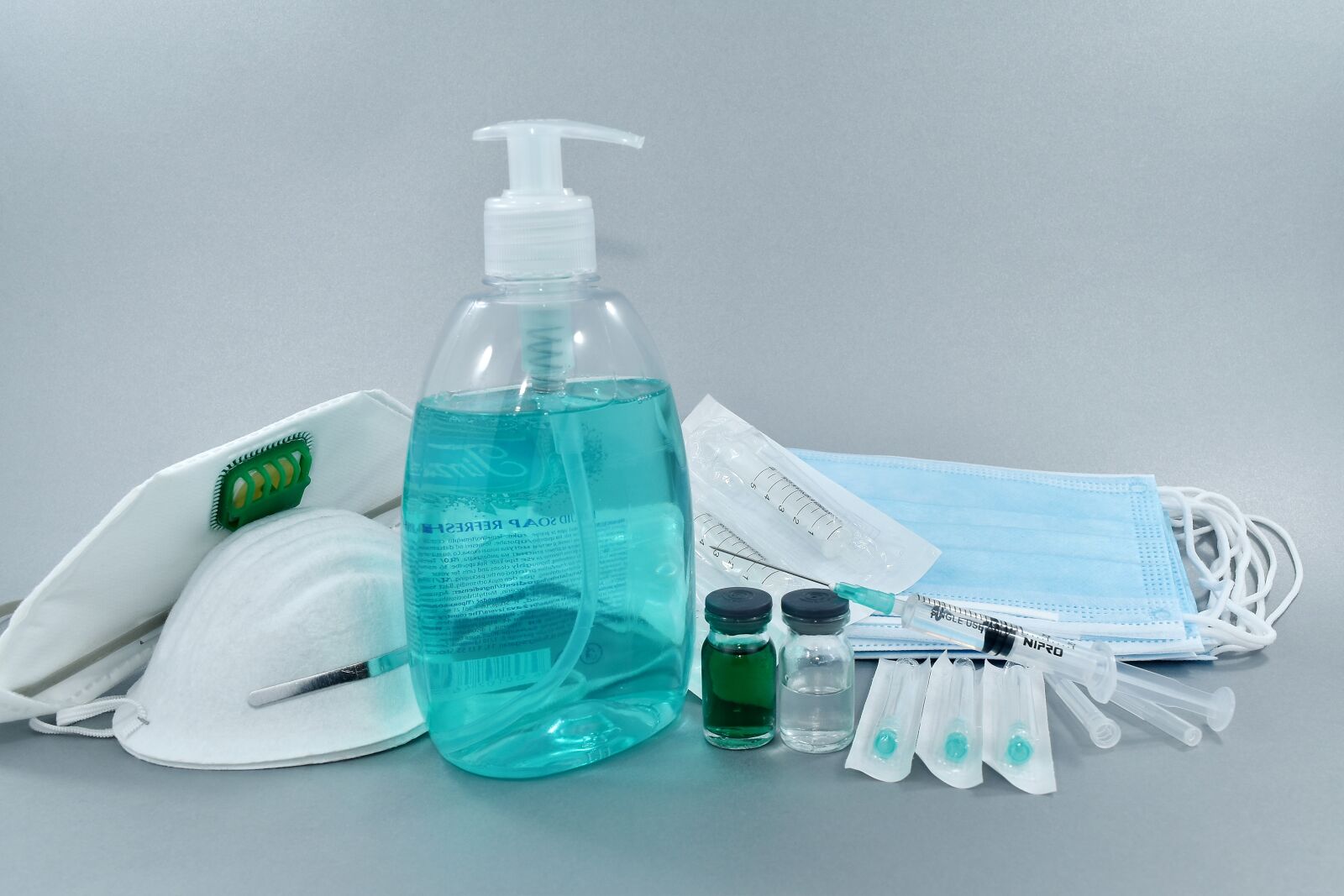 Nikon D5500 sample photo. Chemicals, disinfectant, face mask photography