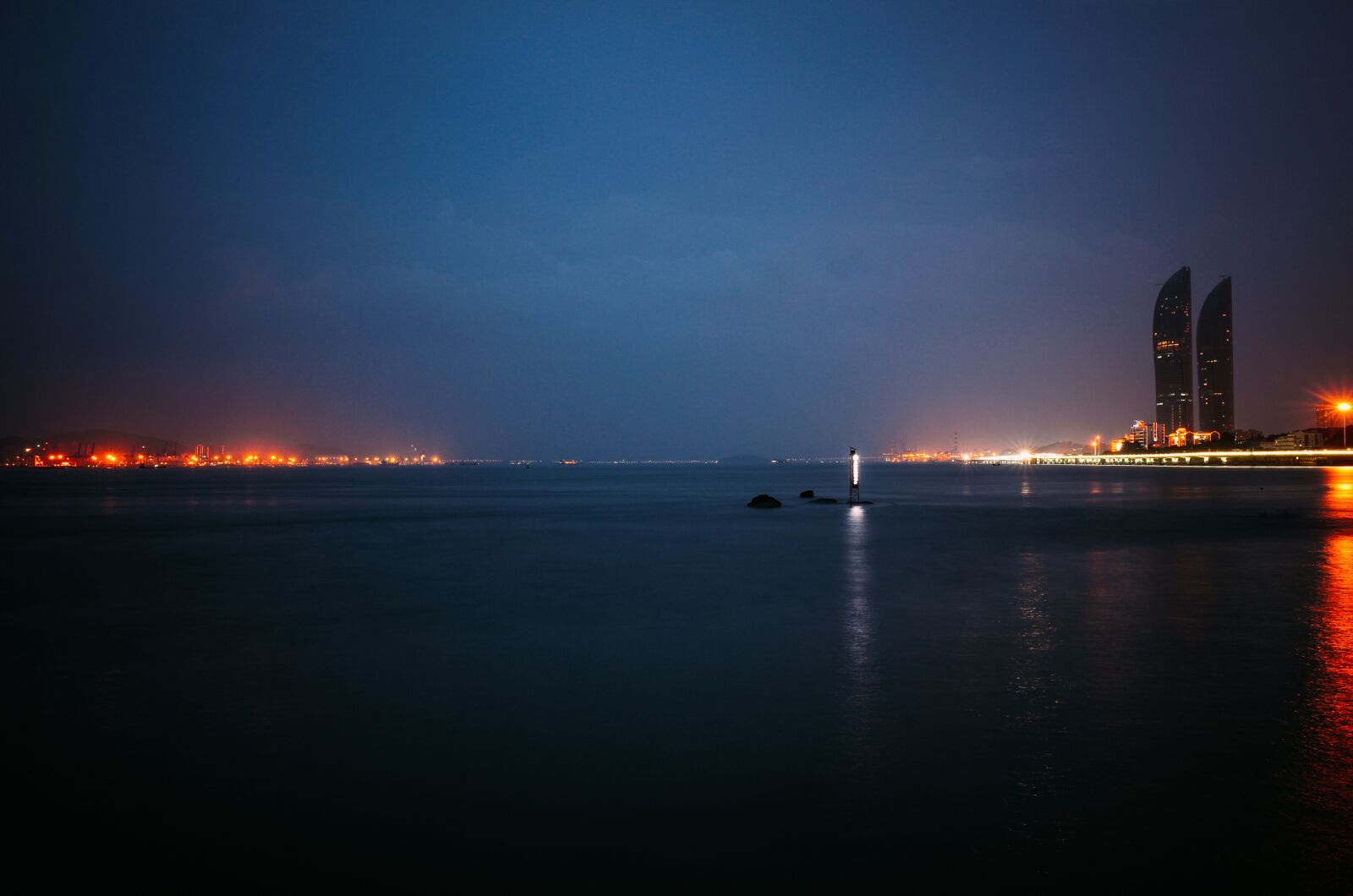 Ricoh GR + GR Lens sample photo. Xiamen, night view, harbor photography