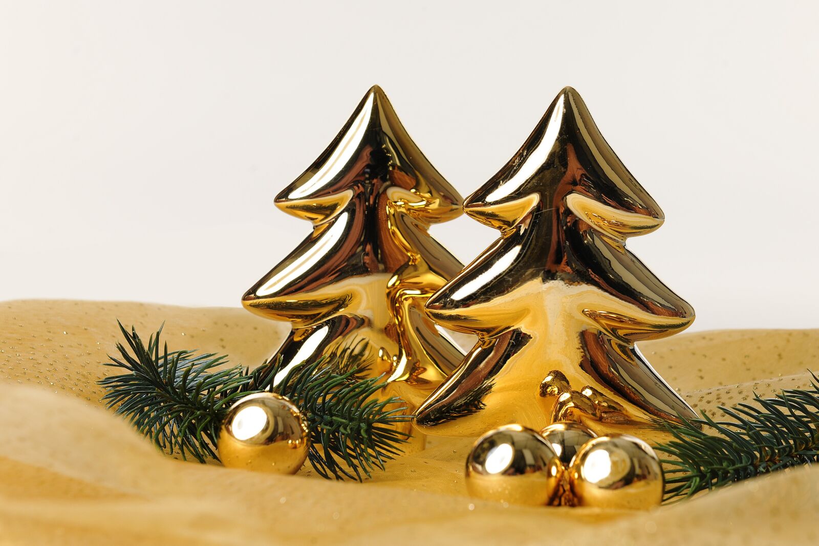 Nikon D3X sample photo. Christmas, fir trees, gold photography
