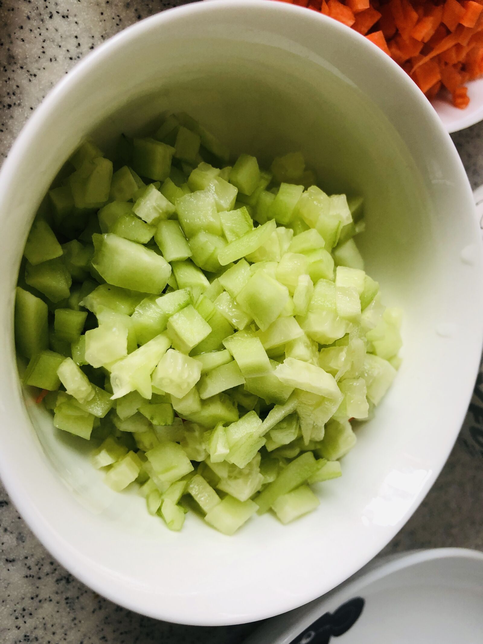 Apple iPhone X sample photo. Cucumber, cucumber ding, bowl photography