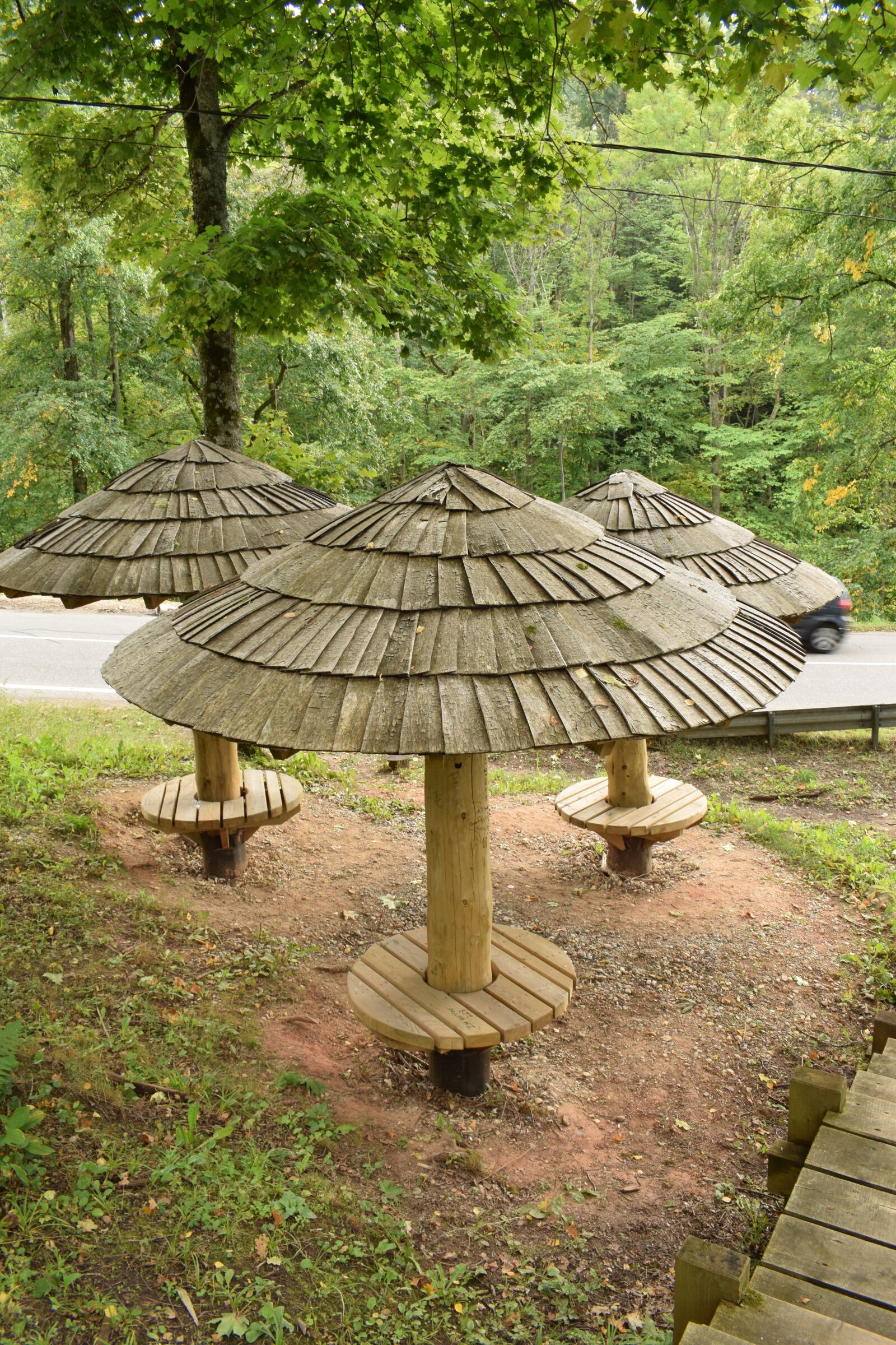 Nikon D3300 sample photo. Wooden, umbrellas, table photography