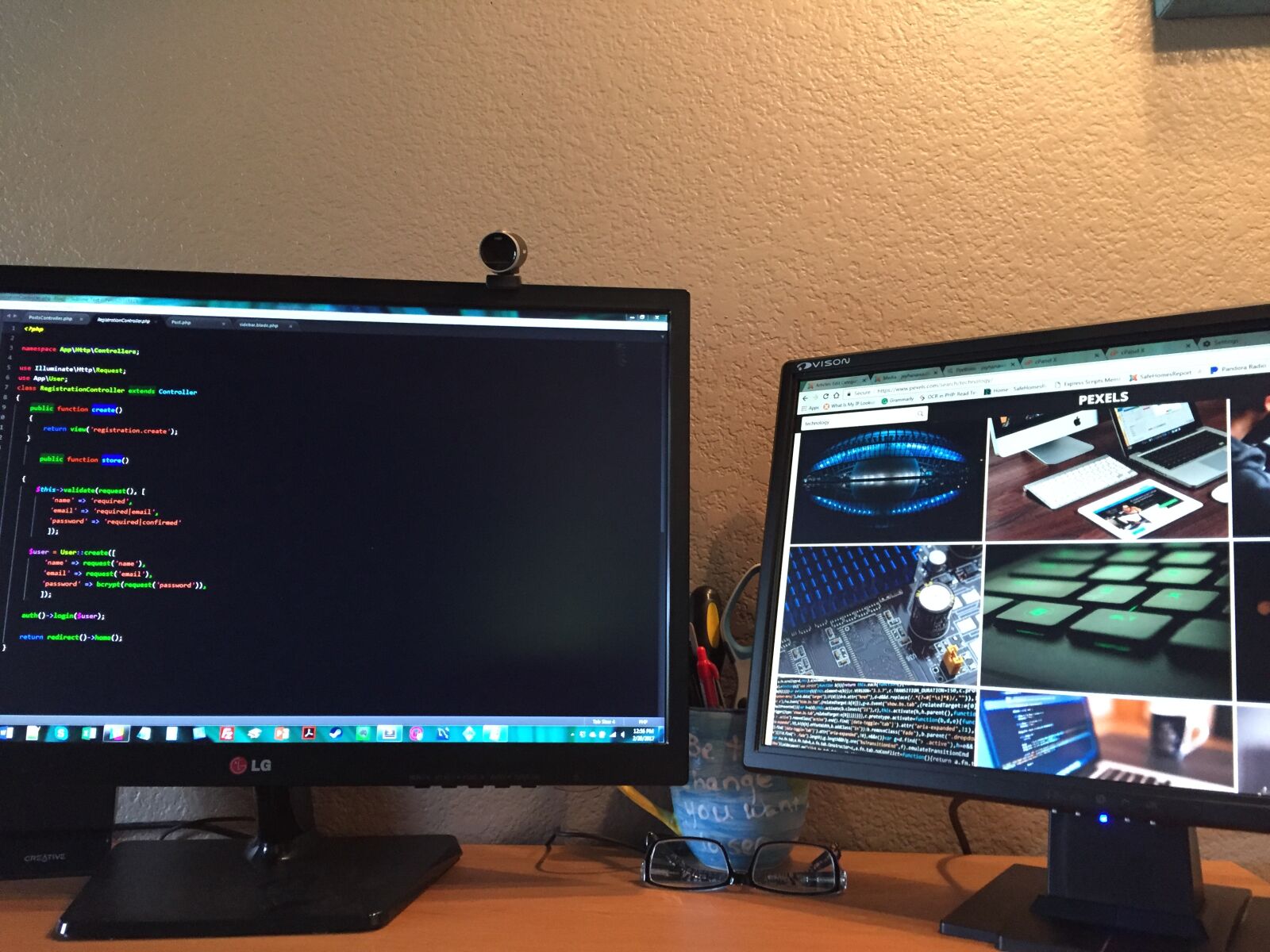 Apple iPhone 6 sample photo. Code, dual, monitors, glasses photography