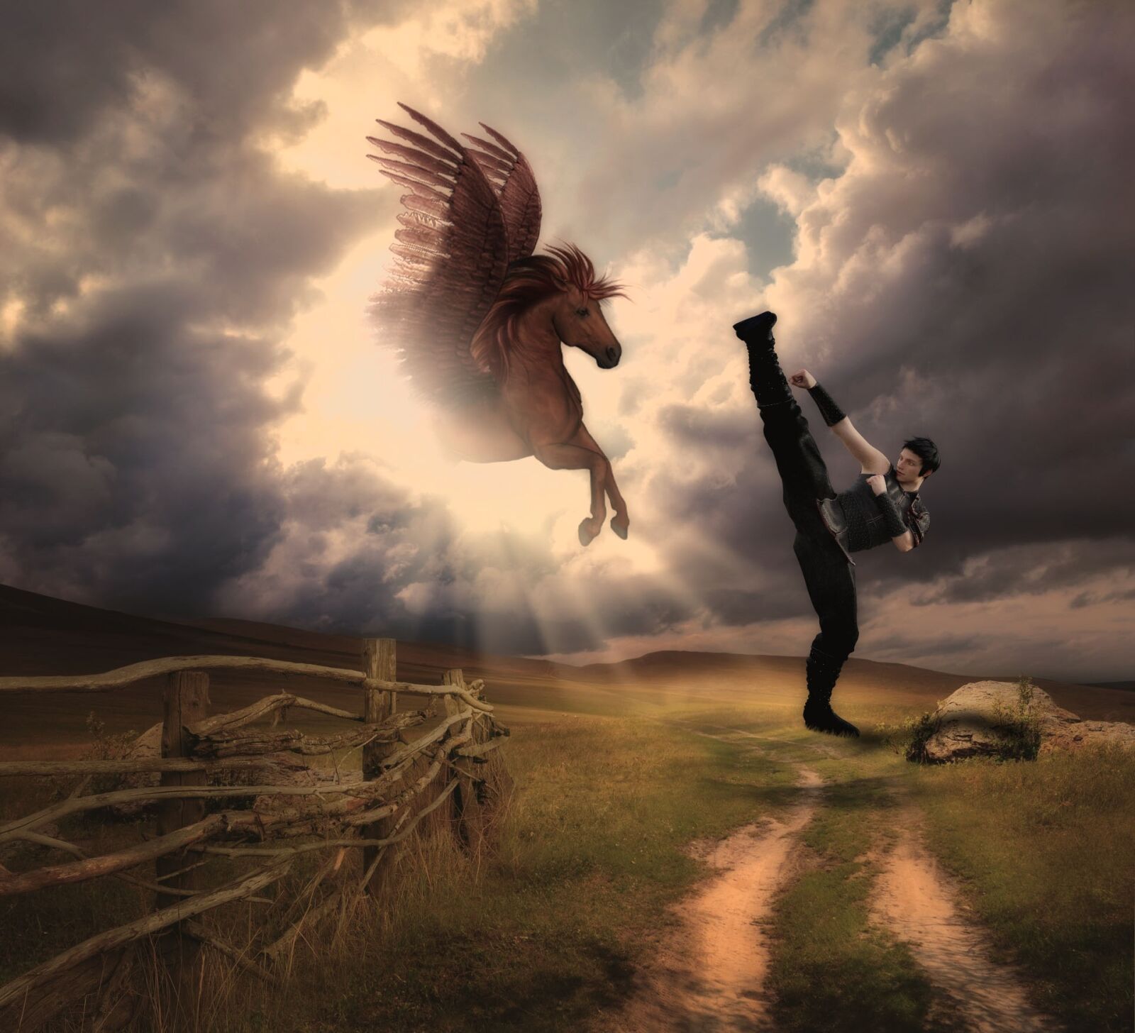 Nikon D5000 sample photo. Fantasy, clouds, horse photography