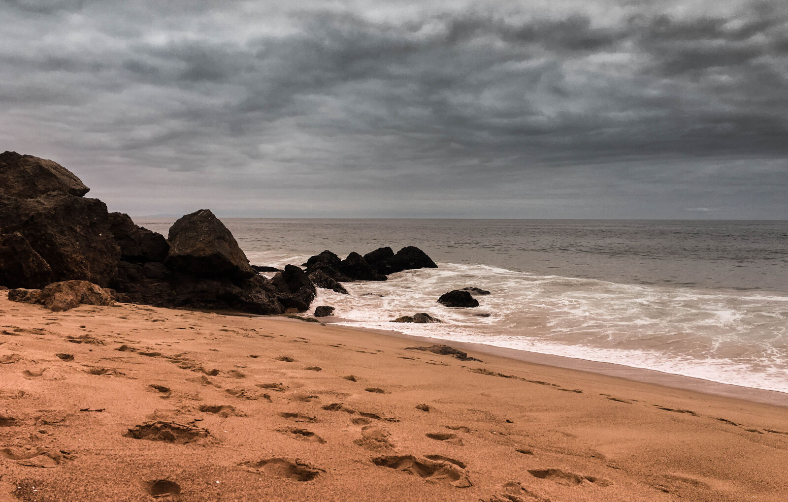 Apple iPhone 6s sample photo. Beach, clouds, ocean, rocks photography