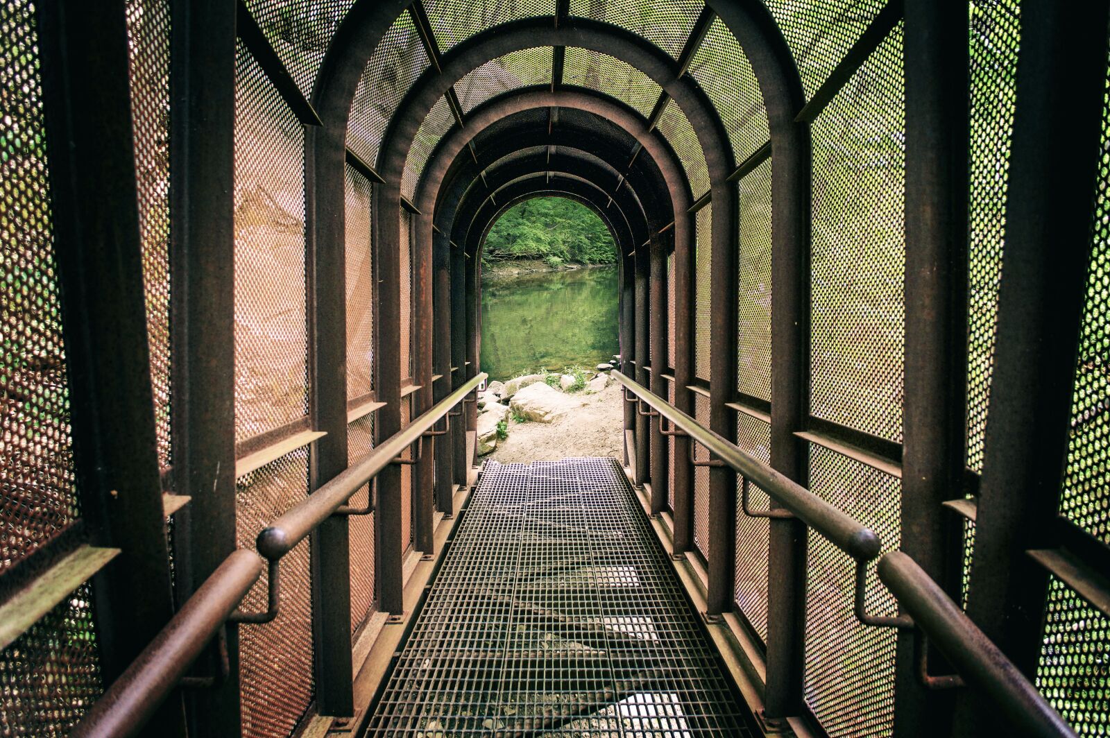 Nikon D3200 sample photo. Pathway, tunnel, lake photography