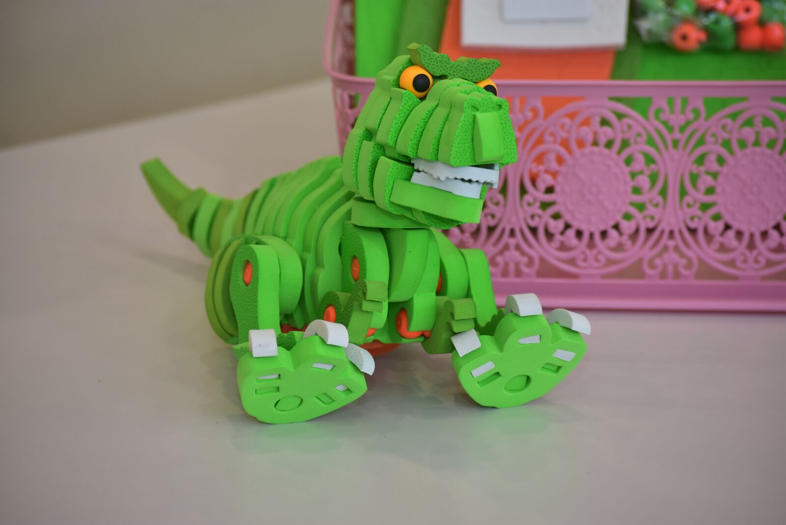Nikon D3400 sample photo. Dinosaur, toy, green photography