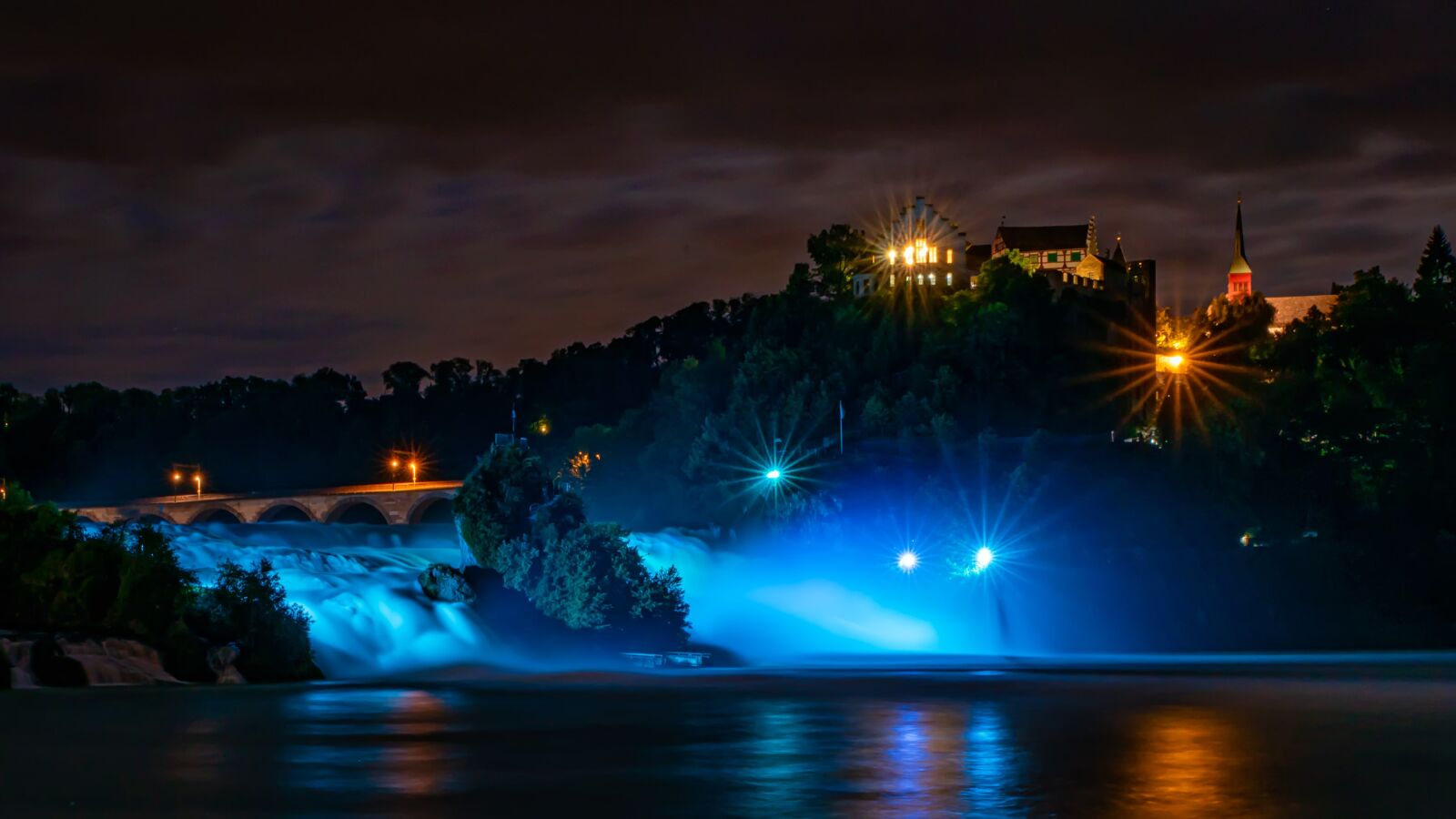Nikon D750 sample photo. Waterfall, night, castle photography