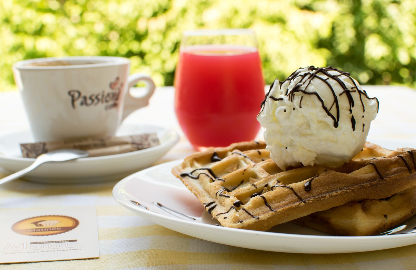 Nikon D5300 sample photo. Waffles, ice, coffee photography