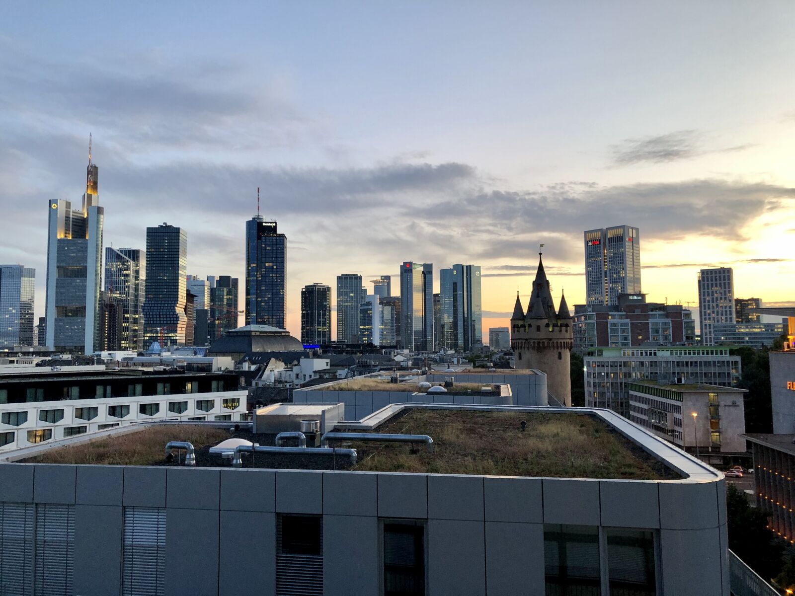 iPhone X back dual camera 4mm f/1.8 sample photo. Frankfurt, skyline, skyscraper photography