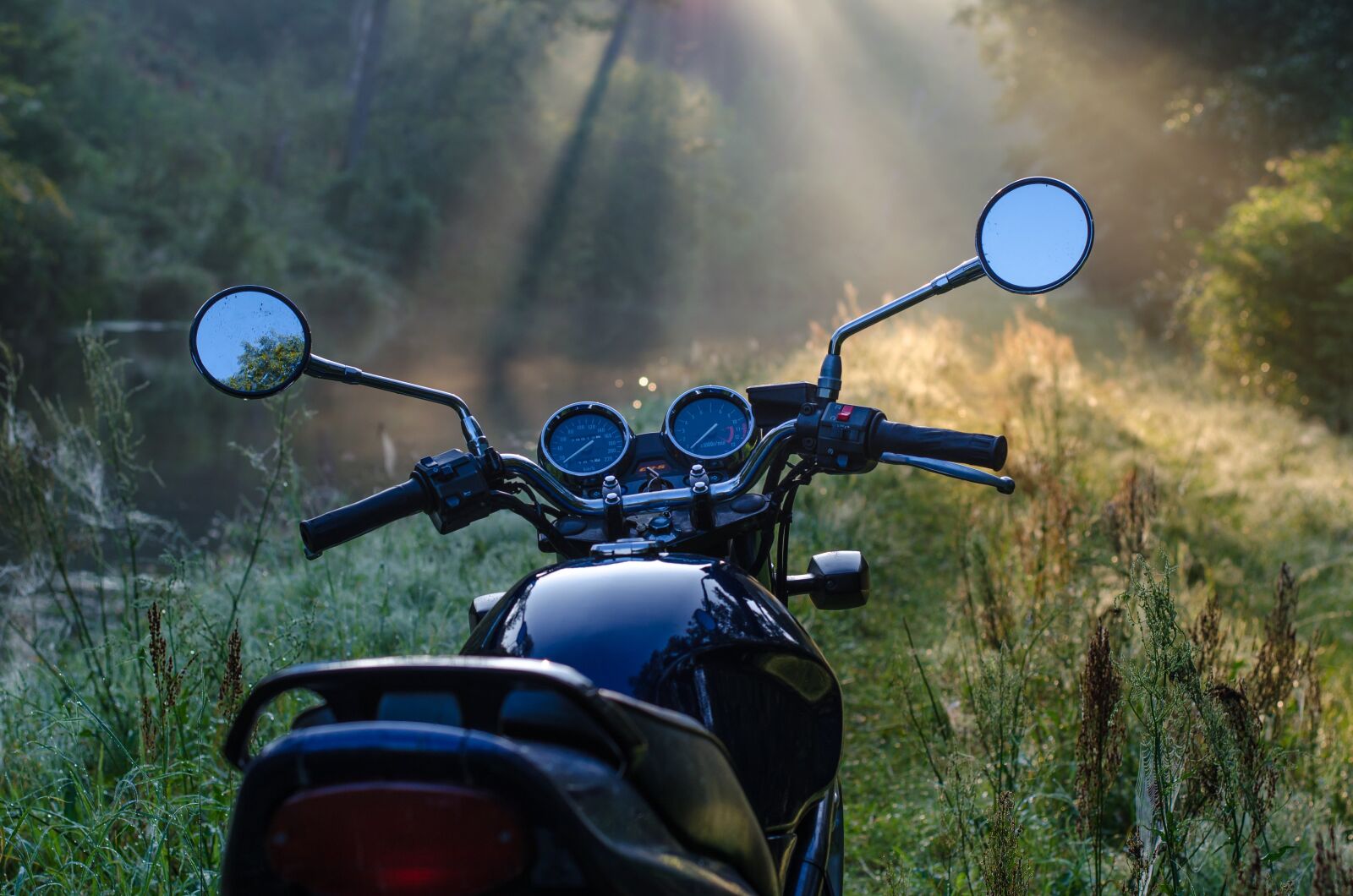 Nikon D5100 sample photo. Motorcycle, morning, forest photography
