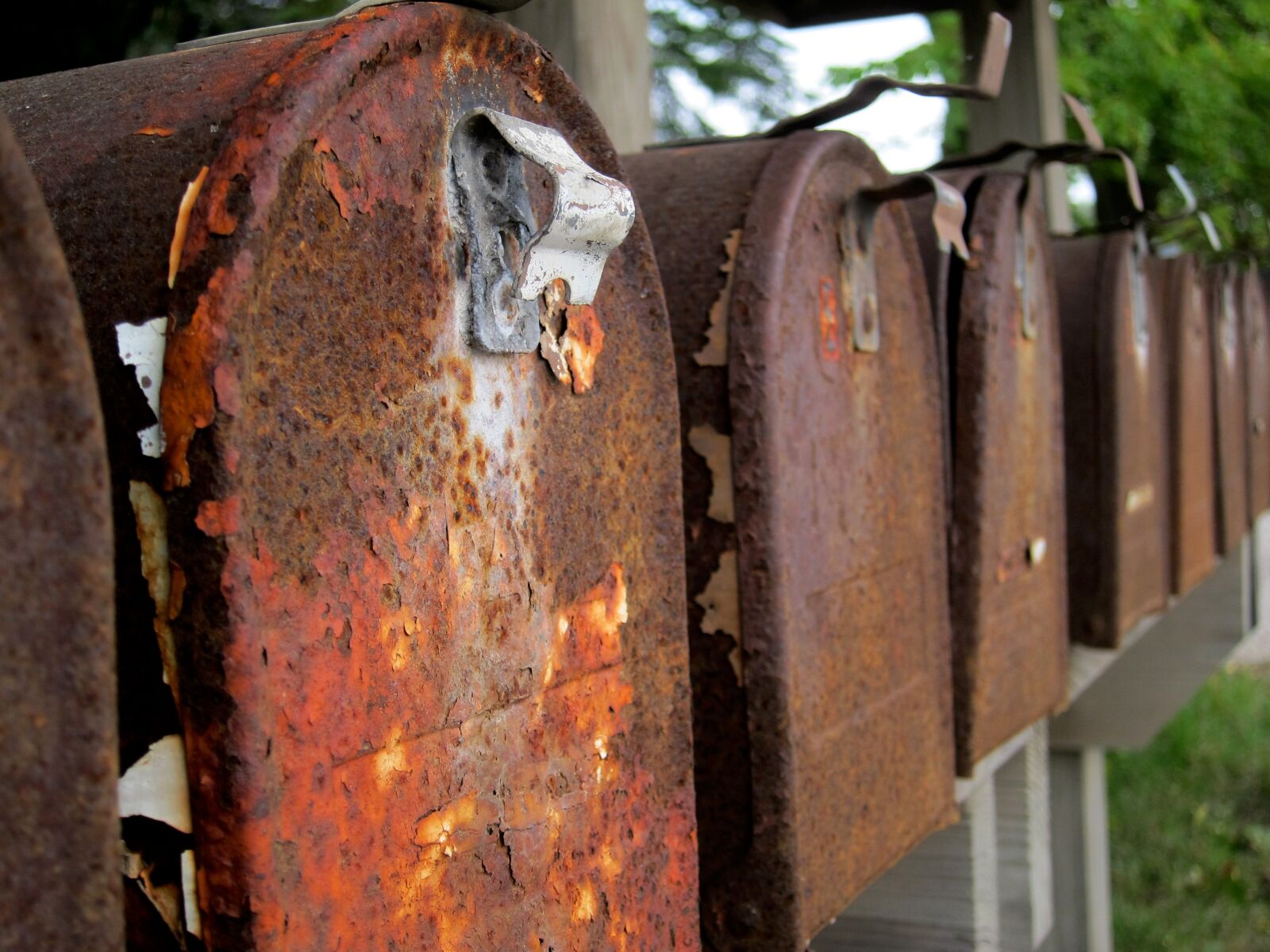 Canon PowerShot S95 sample photo. Old mailboxes, rusty mailboxes photography