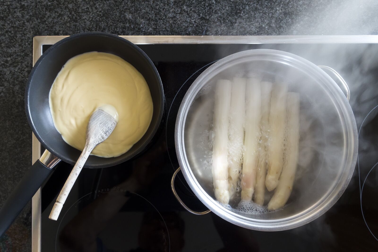 Sony Cyber-shot DSC-RX100 III sample photo. Hollandaise sauce, pan, wooden photography