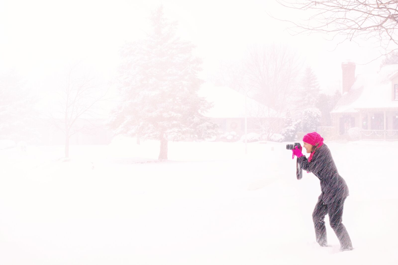 Canon EOS 5D Mark III sample photo. Snow, woman, camera, photographer photography