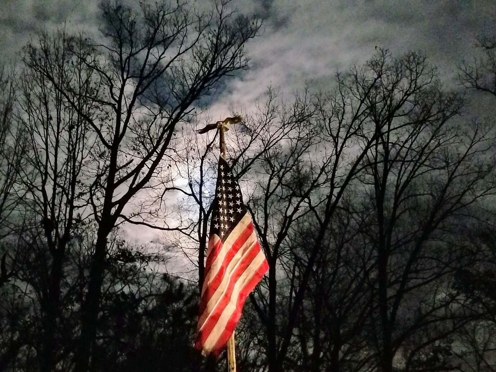 Samsung Galaxy S8 sample photo. American, flag, moon photography