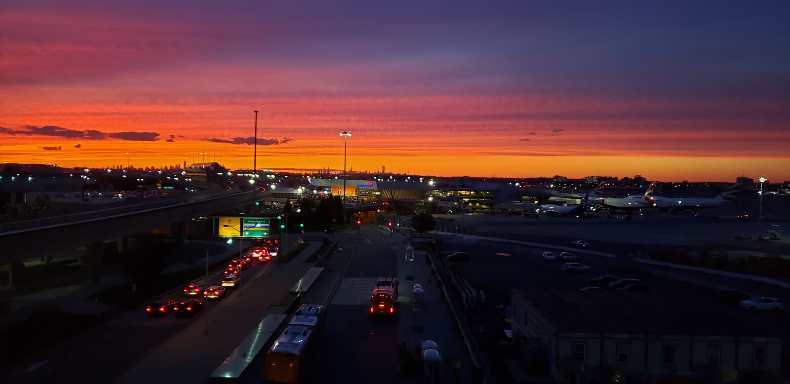 Samsung Galaxy S9 sample photo. Jfk airport, night, sunset photography