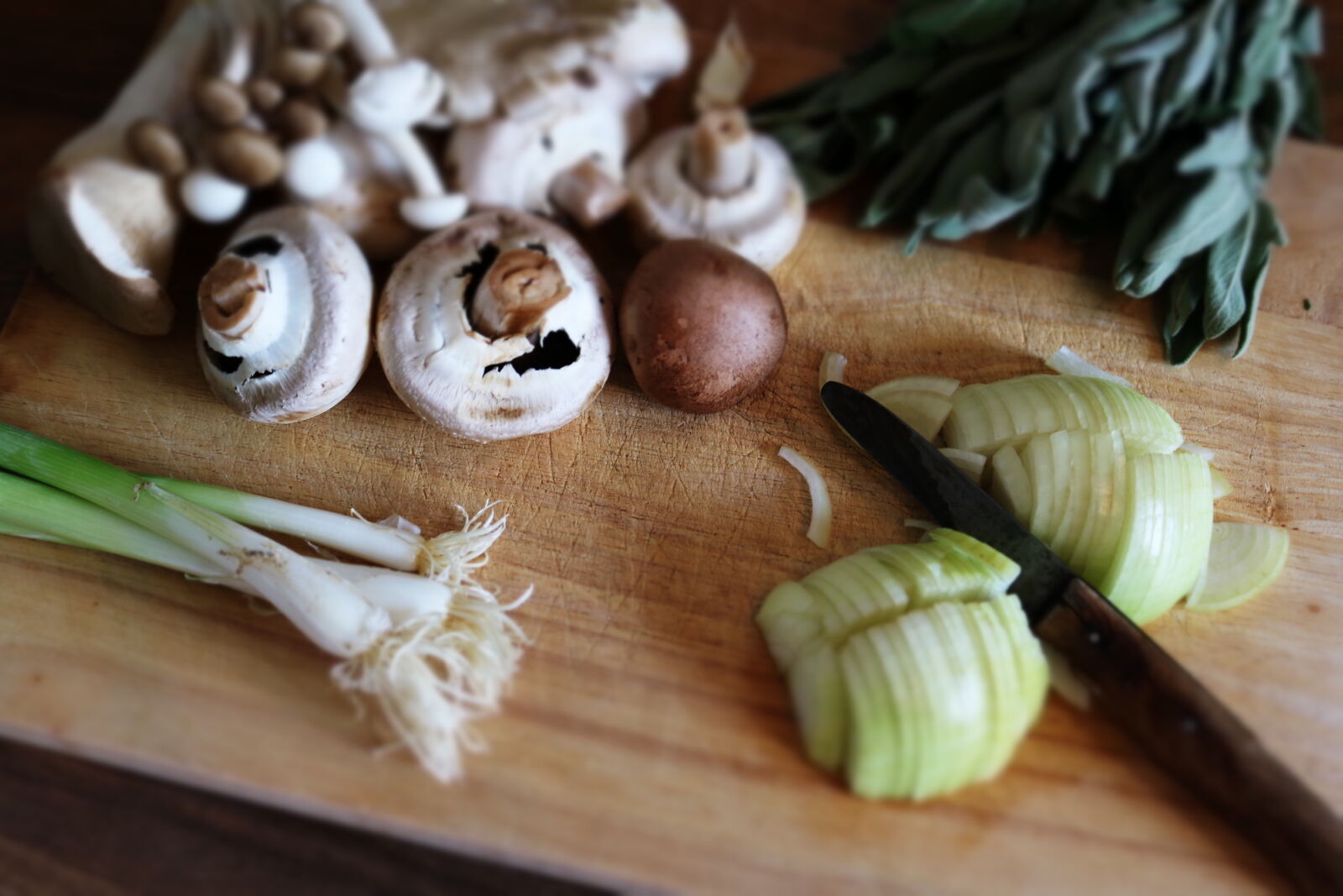 Canon EOS 750D (EOS Rebel T6i / EOS Kiss X8i) sample photo. Vegetables, mushrooms, and, knife photography