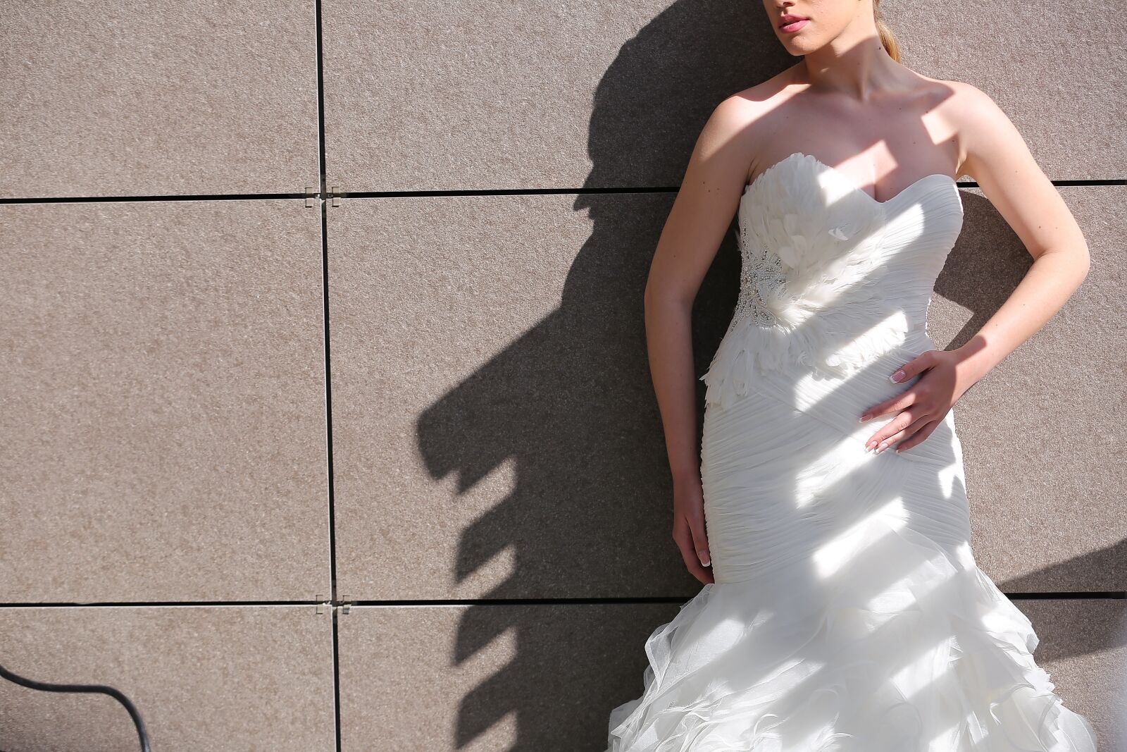 Canon EF 70-200mm F2.8L IS II USM sample photo. Wedding dress, posing, shadow photography