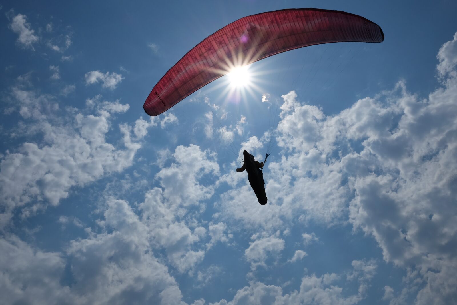 Fujifilm X70 sample photo. Paraglider paragliding, sky, clouds photography