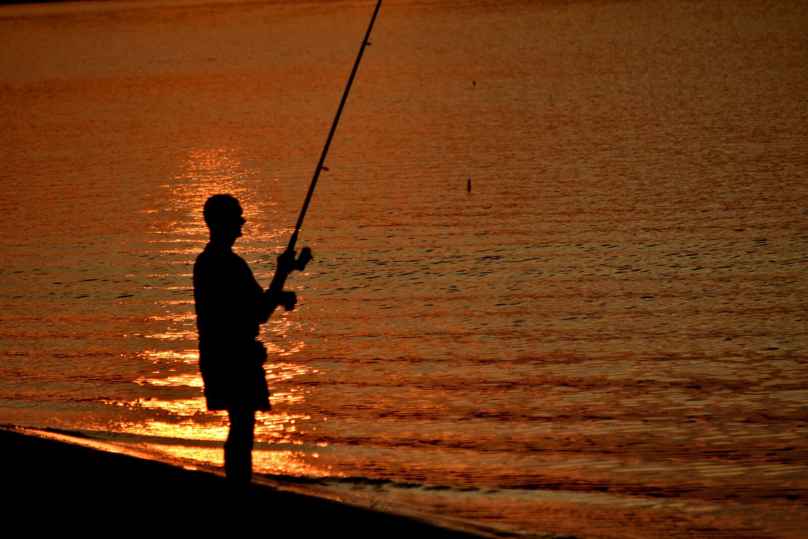 Nikon D5500 sample photo. Beach, sunset, fisherman, swing photography