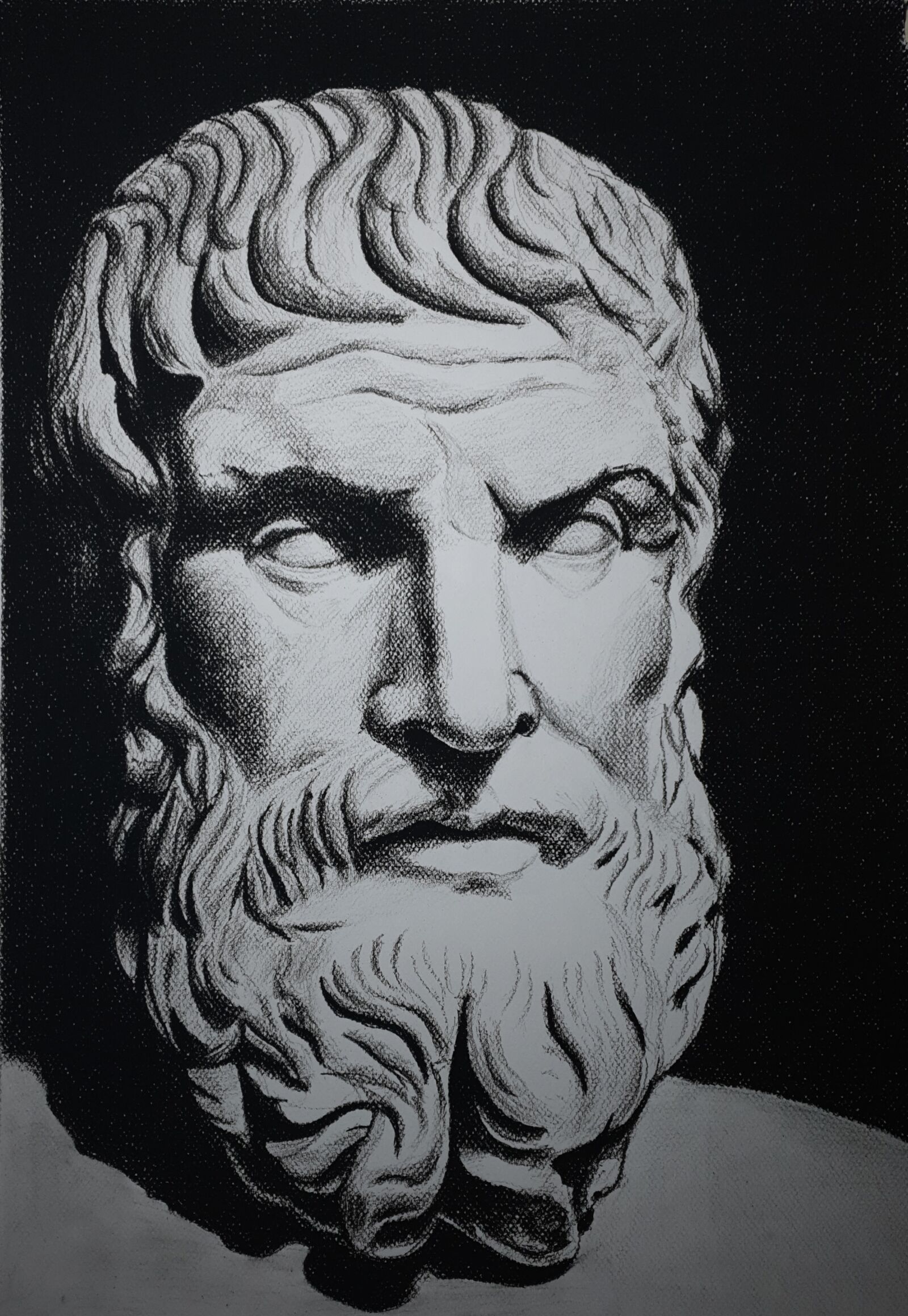 Samsung Galaxy S10+ sample photo. Epicurus, drawing, charcoal photography