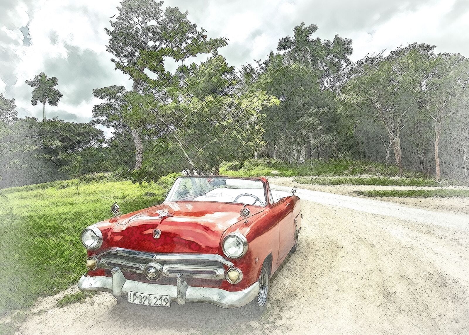 Canon EOS 5D Mark III + ZEISS Distagon T* 21mm F2.8 sample photo. Cuba, old car, forest photography