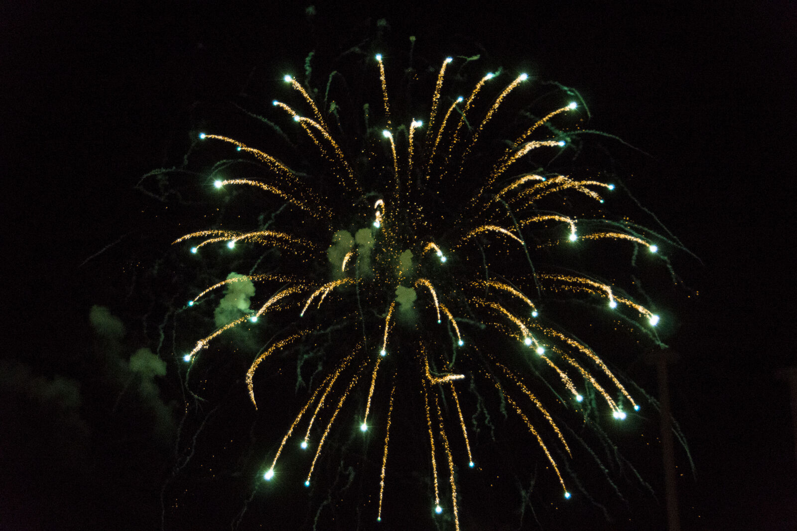 Sony DT 18-250mm F3.5-6.3 sample photo. Firework, green, night, party photography
