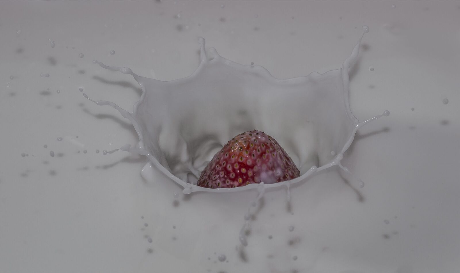 Canon EOS 60D + Canon EF 100mm F2.8 Macro USM sample photo. Strawberry, splash, food photography