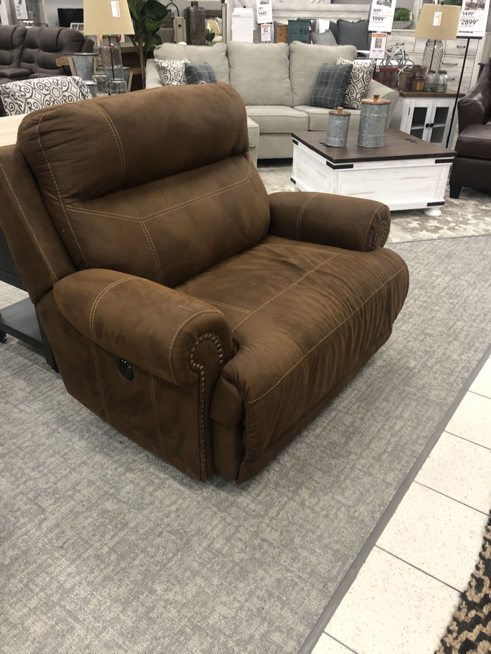 iPhone X back dual camera 4mm f/1.8 sample photo. Recliner, furniture store, home photography