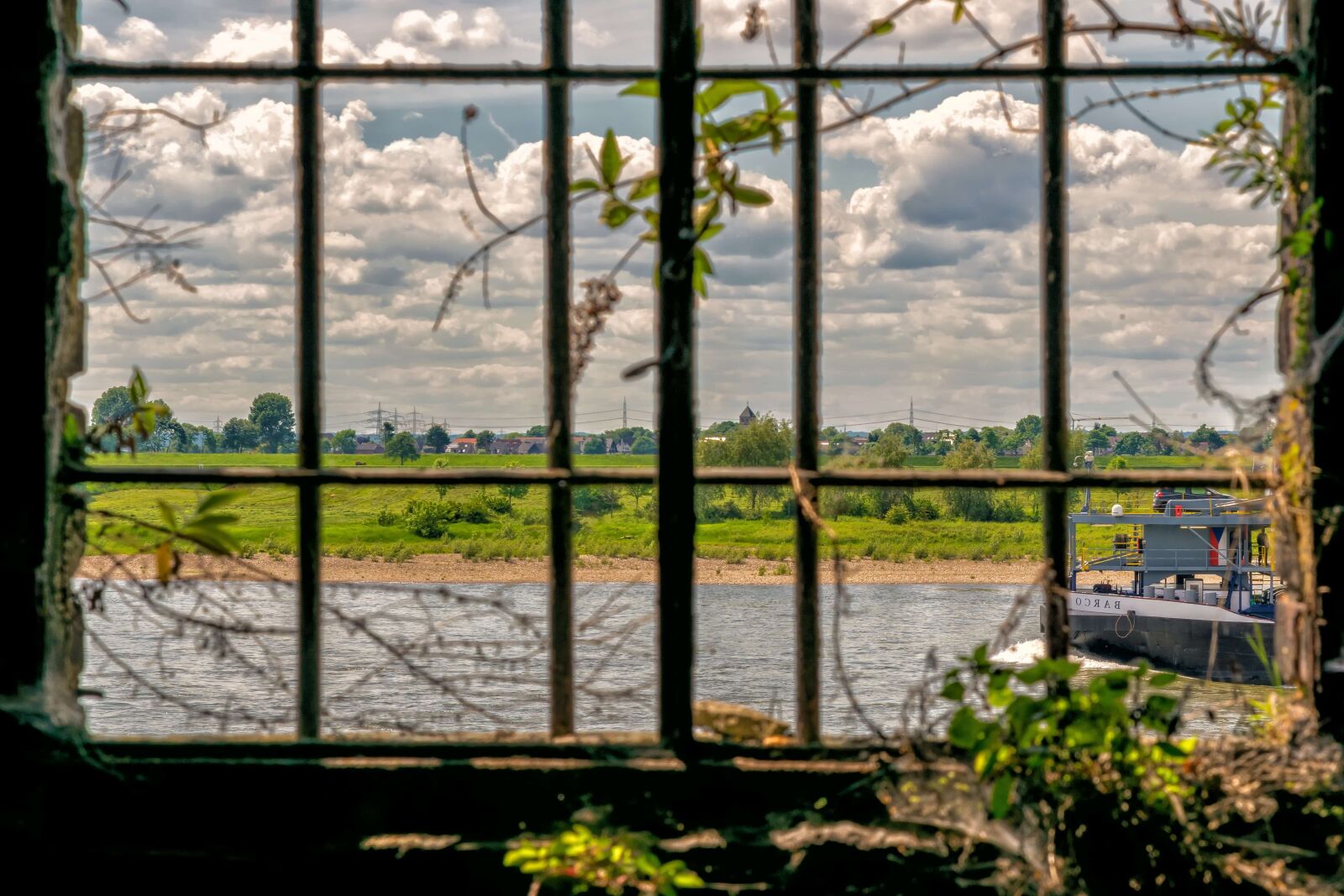 Nikon D3300 sample photo. Window, river, boat, grass photography