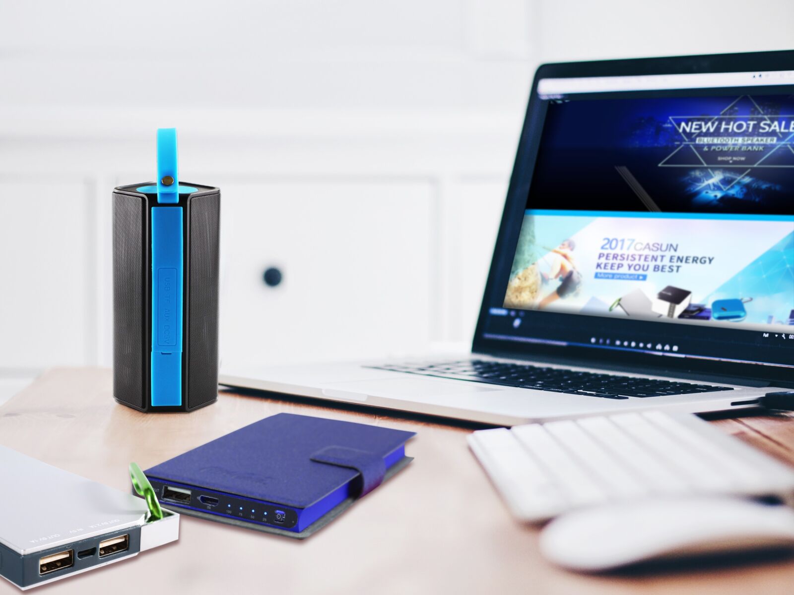 Canon EOS 70D + Canon EF 50mm F1.4 USM sample photo. Pc, speaker, powerbank photography